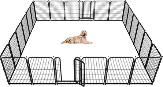 Metal Dog Playpen, 40" Inch Height 24 Panels, Large Dog Fence for Large/Medium/Small Dogs Indoor & Outdoor Bliss, Perfect Dog Pen for Camping, Yard and RV | Black-Silver