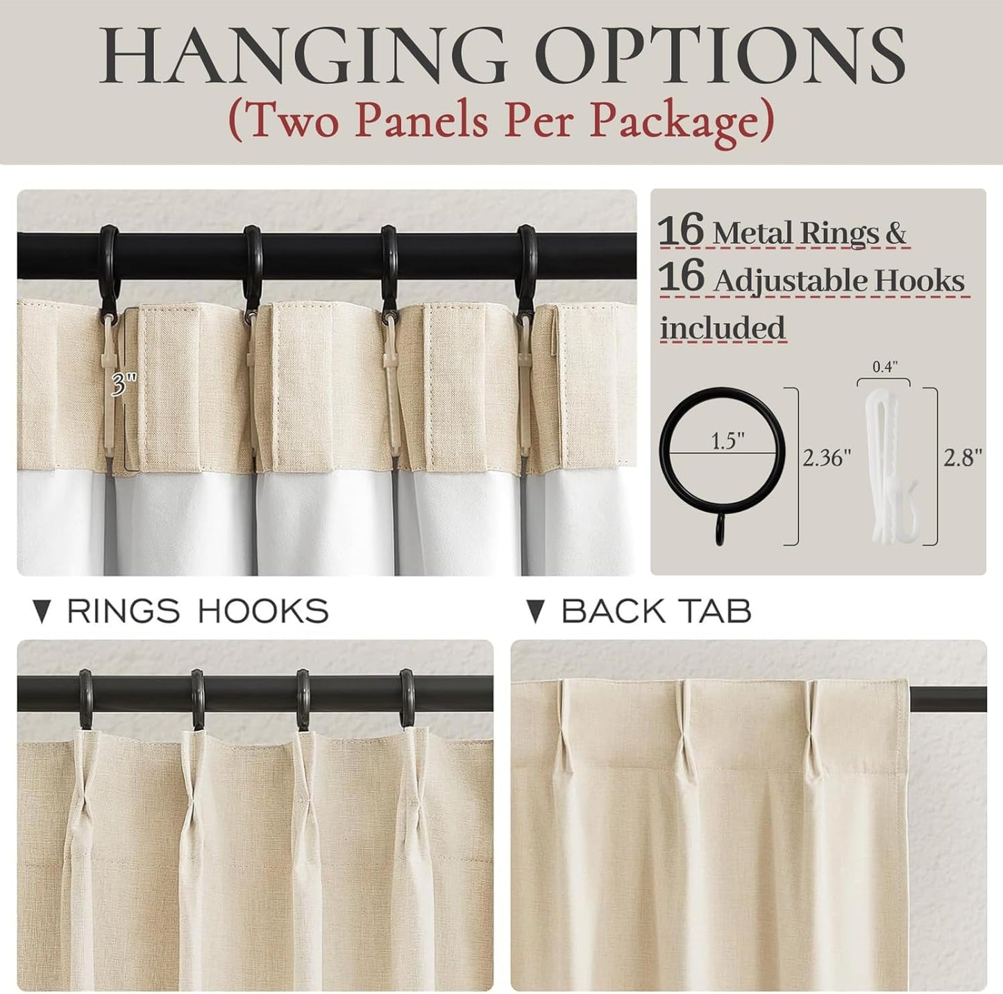 100% Blackout Pinch Pleated Curtains 120 Inches Long,Extra Long Large 10 ft Length Linen Textured Thermal Insulated Curtains & Drapes for Living/Bedroom 118 Inch Window W40 xL120 x2Panels