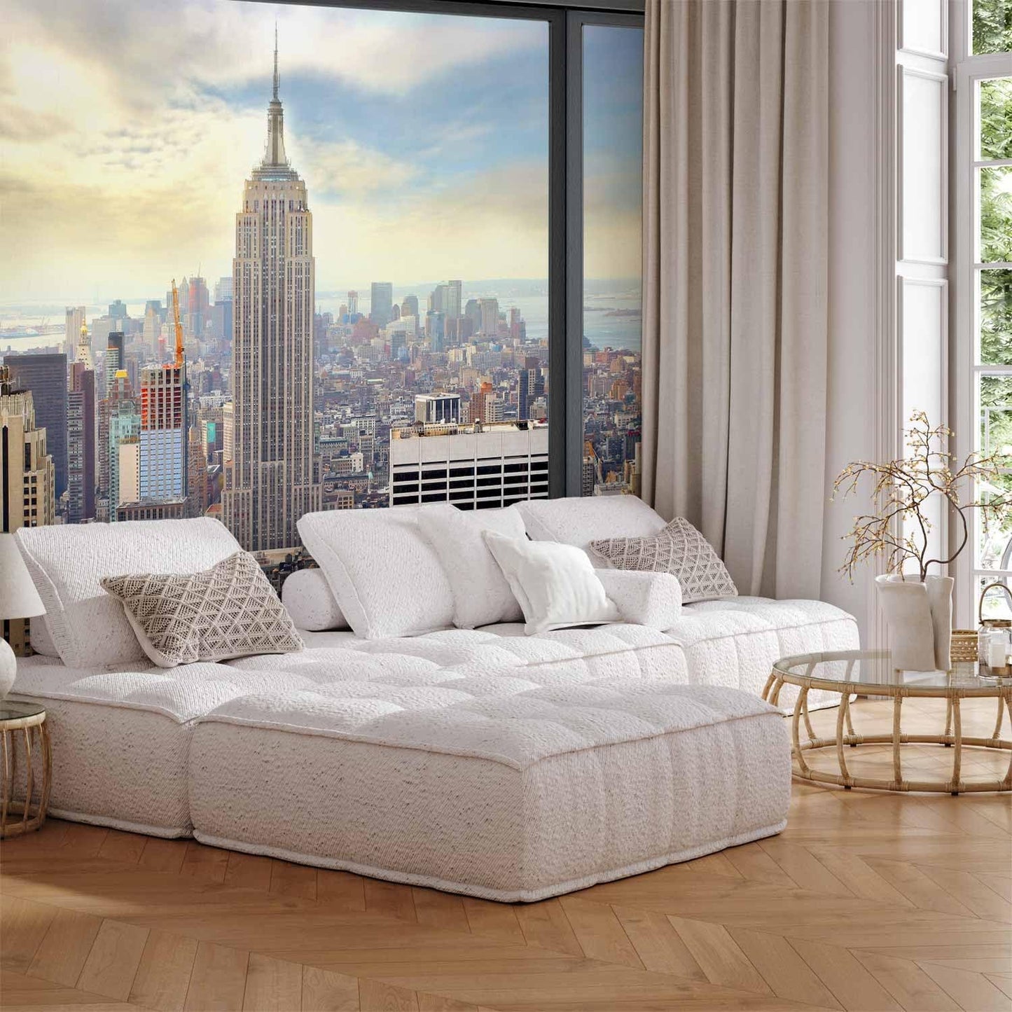 artgeist Wall Mural Peel and Stick New York 212x98 in - XXL Self-Adhesive Corner Wallpaper Removable Large Sticker Foil Angle Wall Decor Print Picture Image Design City NYC Panorama c-A-0046-a-a