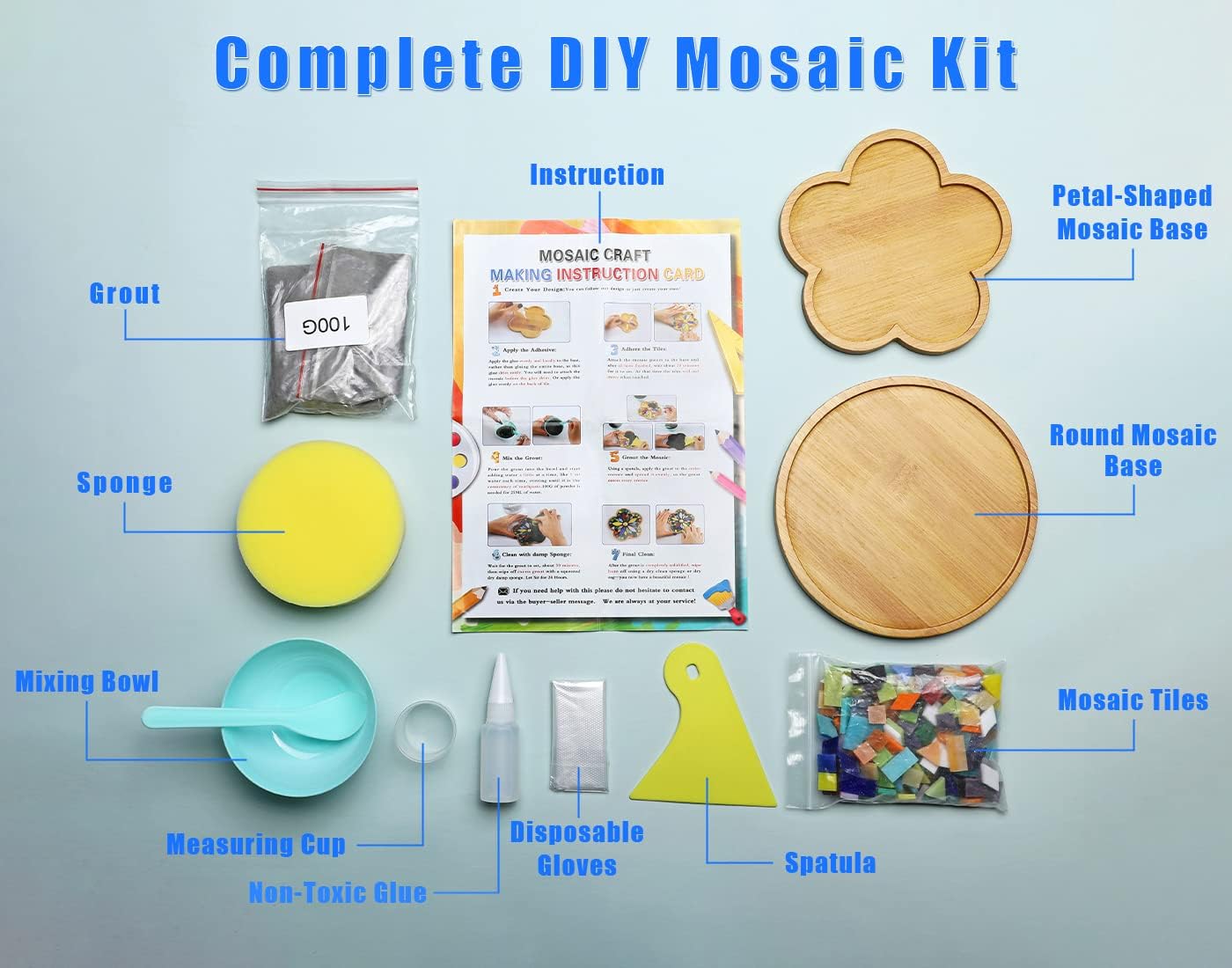 Lanyani 2 Sets of DIY Mosaic Craft Kits Mosaic Tiles Coaster Kit Make Your Own Mosaic Project Handmade Craft Set with Stained Glass Mosaic Tile Pieces for Decoration and Gift