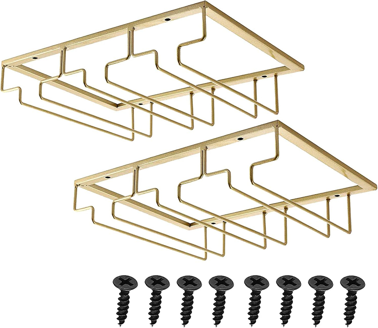 eywlwaar Gold Wine Glass Rack Stemware Holder Wine Glass Holder Wine Glass Hanger 11.8 Inch Long 3 Rows (2Pack-Gold, 3 Rows-2 Pack)