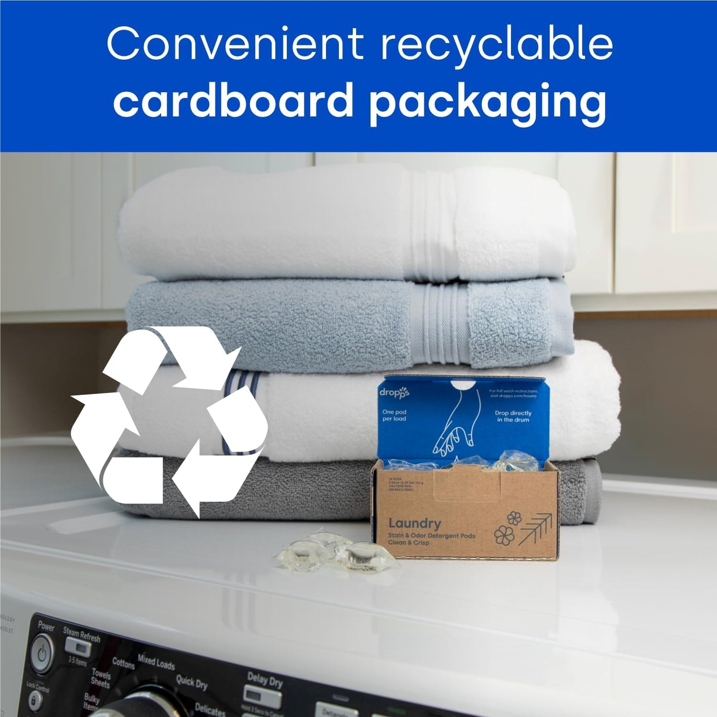 Dropps Odor & Stain Biobased Power Laundry Detergent Pods, Orange Blossom (140 Count) - HE Compatible Laundry Pods for Fresh Clothes - Laundry Soap Supplies & Recyclable Paperboard Packaging