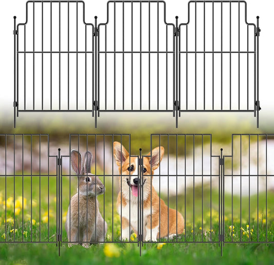 Decorative Garden Fence Fencing Panels,Rustproof Metal No-Dig Animal Barrier,Flower Bed Edging Dog Fence for Yard, Garden, Patio, Rabbits,Vegetable Plots (26 Panels-17in(H) x28ft(L)