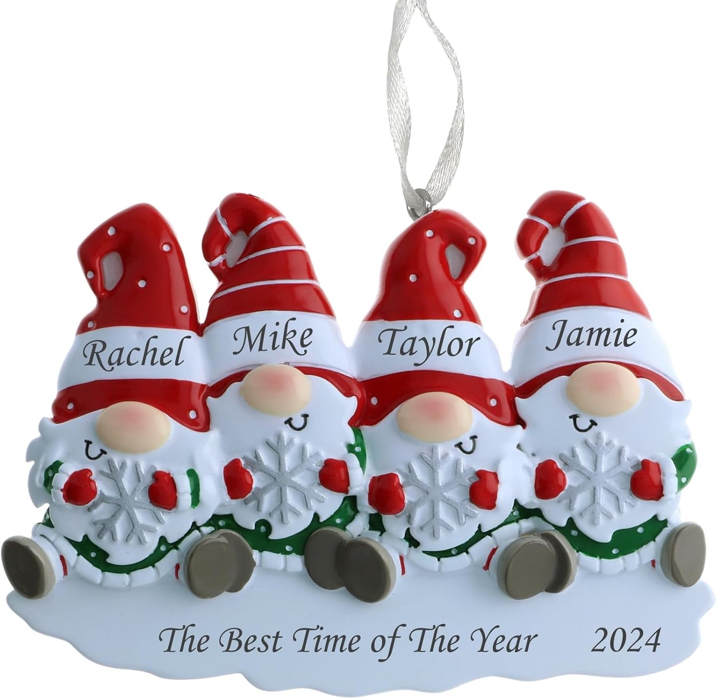 2025 Family Christmas Ornament – Personalized Ornament for Families – Custom Gnome Family Ornament – Holiday Tree Decoration Keepsake Gift (Family of 4)