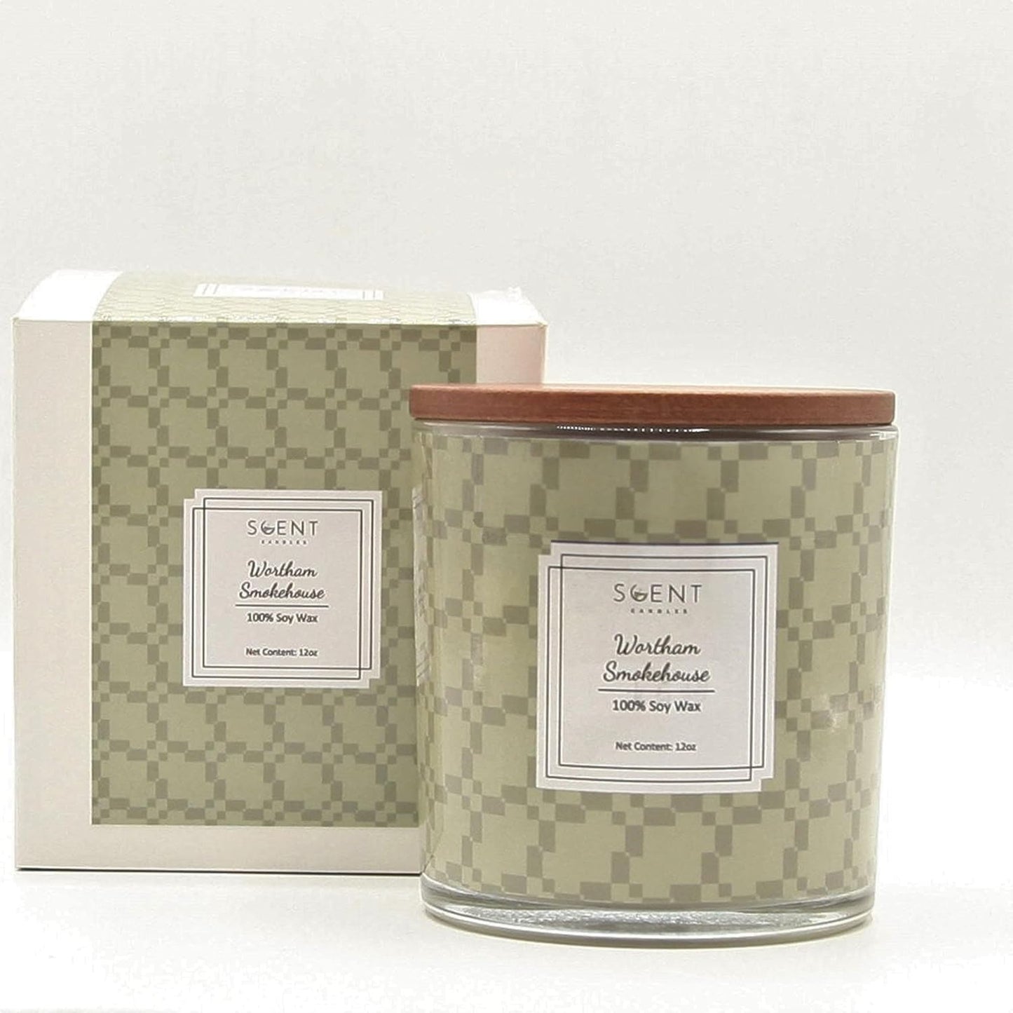 | Highly Scented Candles - Aromatherapy Candles for Home | Wortham Smokehouse Candle | 12oz Glass Jar | 100% Natural Soy Wax Candles | Burn Time 60-70 Hours