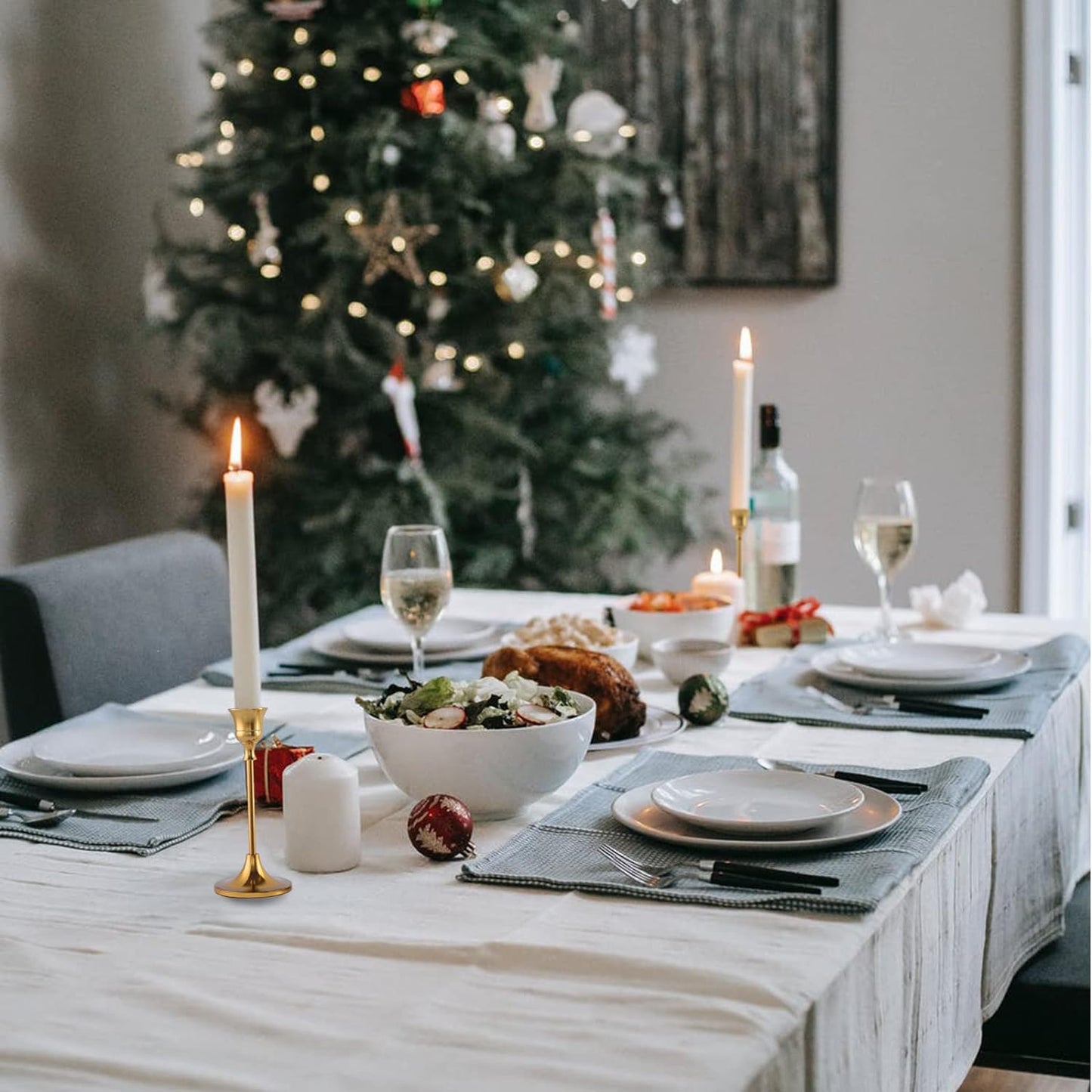 Candlestick Holders,Taper Candle Holder for Candlesticks Gold Brass Vintage Candle Stick Candle Holder Candelabra Candle Holder for Fireplace Party Dining Home