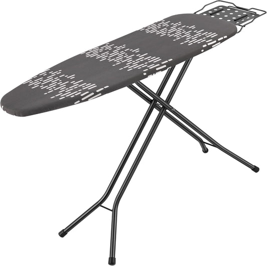 Deluxe Ironing Board with Heat Resistant Cover and Thicken Felt Pad, Safety Iron Rest, 4 Premium Steel Legs, Height Adjustable,Foldable