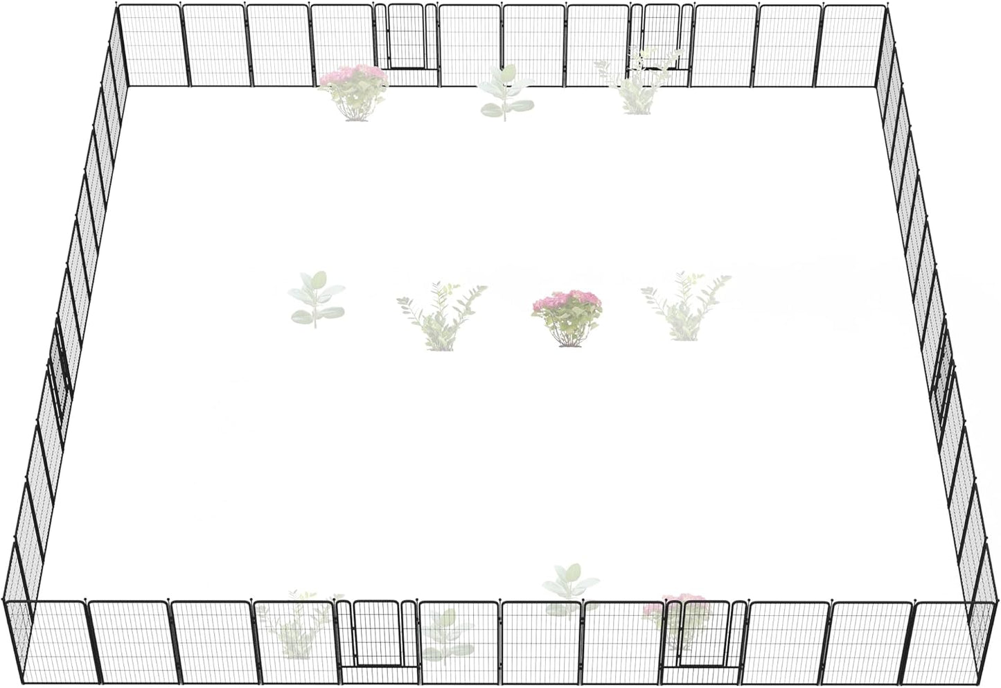 FXW Garden Fence Outdoor for The Yard – 45in(H) x 107.1ft(L) Heavy Duty Metal Animal Barrier for Dog and Rabbit, Decorative Dog Fence, 48 Panels, Black