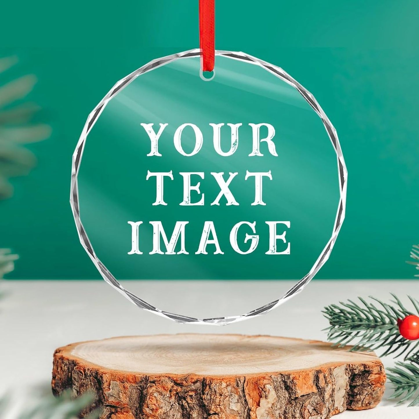 Personalized Christmas Ornaments - Custom Picture & Text Ornaments for Christmas 2024, Baby's 1st Christmas Ornament with Picture for Xmas Tree Custom Gifts for Family, Mom, Dad, Friend (Glass)