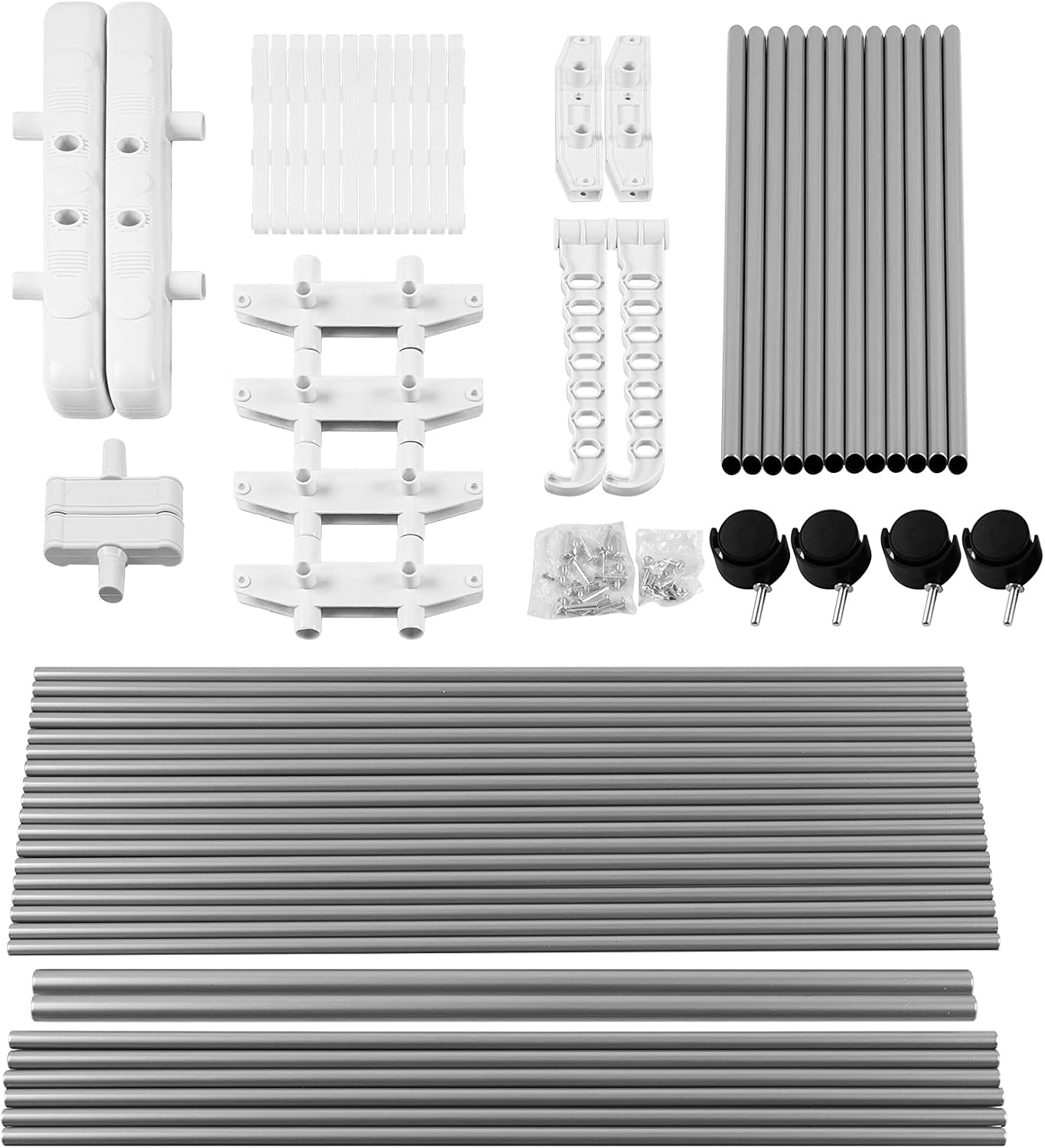 Bigzzia Clothes Drying Rack, Folding Stainless Steel Drying Rack Clothing Indoor Outdoor, Space-Saving, 4 Tier Laundry Drying Rack with Two Side Wings -Grey White