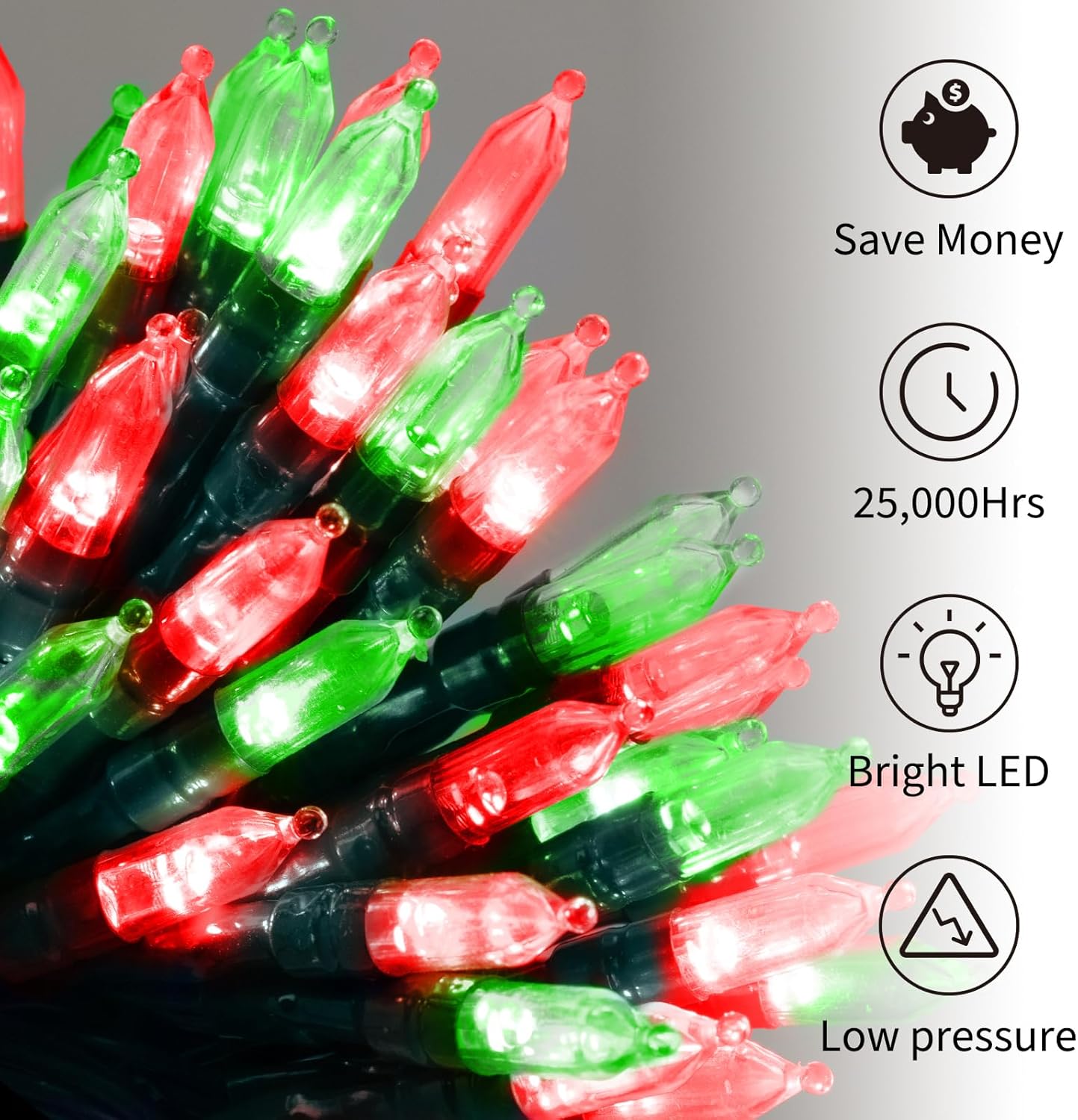 Battery Operated Christmas Lights 2 Pack 18 Feet 50 LED Clear Mini String Lights with 8 Modes Waterproof Tree Lights for Xmas Outdoor Indoor Holiday Party Garden Decor, Red & Green