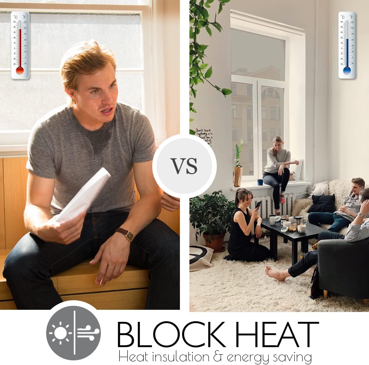 HIDBEA One Way Privacy Window Film, Daytime Mirror Reflective Heat Control UV Sun Blocking Non-Adhesive Static Cling Window Tint for Home and Office (Brown-Silver, 35.4 Inch x 32.8 Feet)