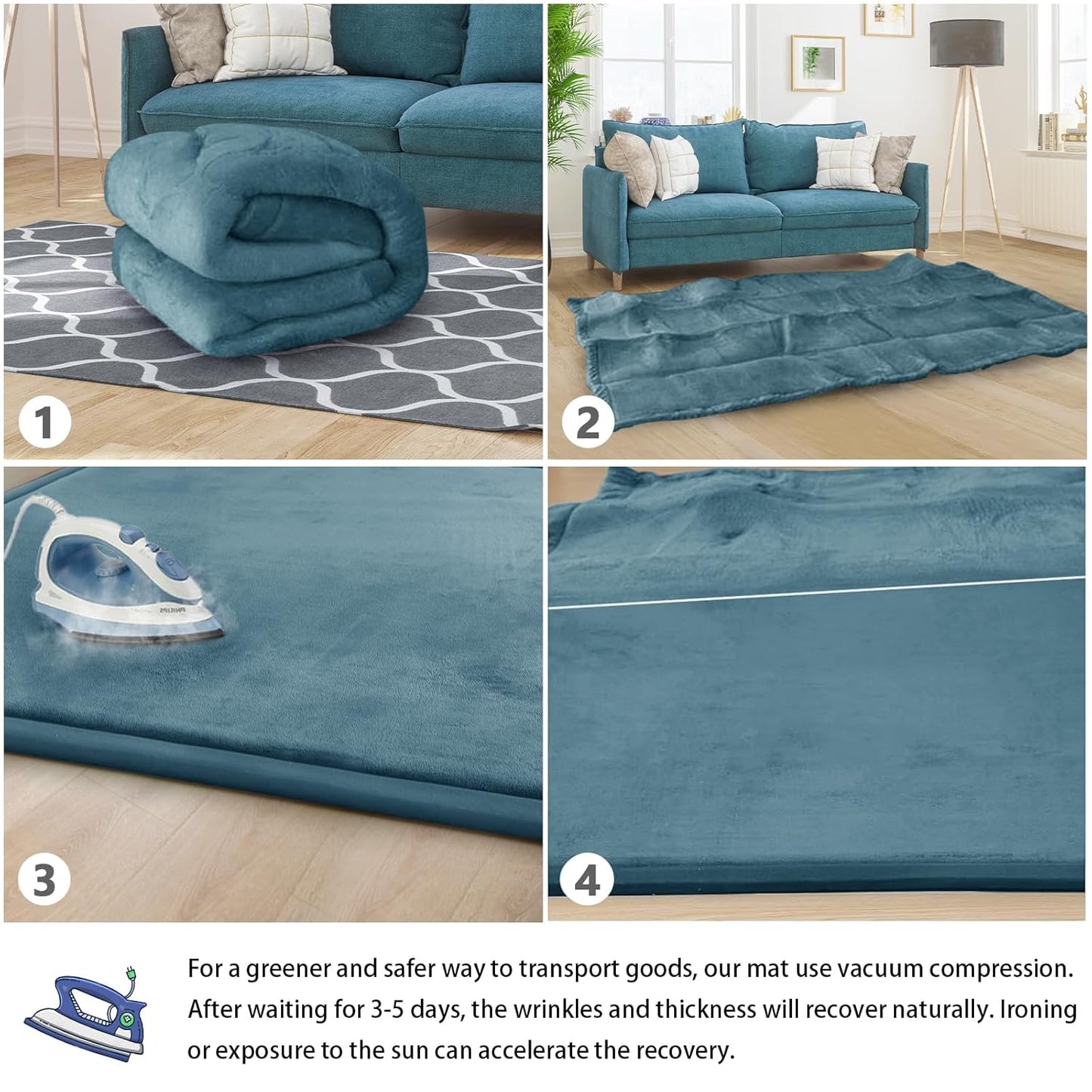 Baby Play Mat for Floor Tummy Time Mat Nursery Rug Muscle Mat Area Rug Playroom Rug Tatami Mat 4'11x3'28" Memory Foam 1.3" Thick Crawling Mat For Babies,Toddlers, Infants, Kids,Floor Mat(Green)