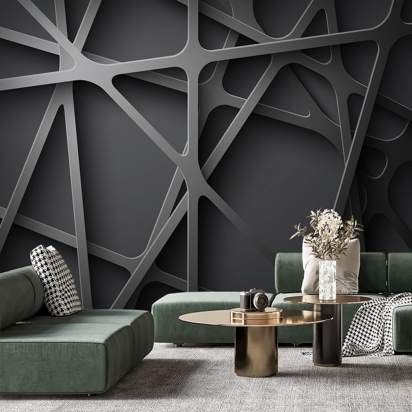 -3D Black Abstract Geometric Wallpaper Bedroom Living Room 140" x 91" (Not Peel and Stick)