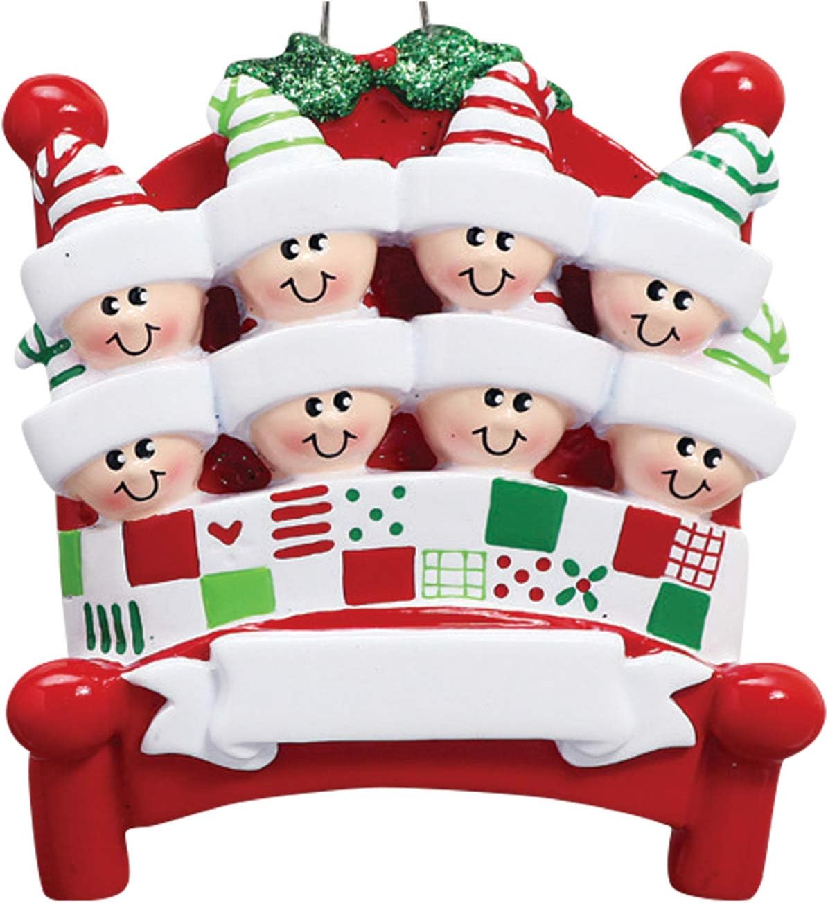 Bedtime Family of 8 Ornament 2025 Personalized Family Christmas Ornaments 2025 | Tucked Together Holiday Keepsake Personalized Tree Ornaments for Grandchildren Siblings & Grandkids of Eight Ornament