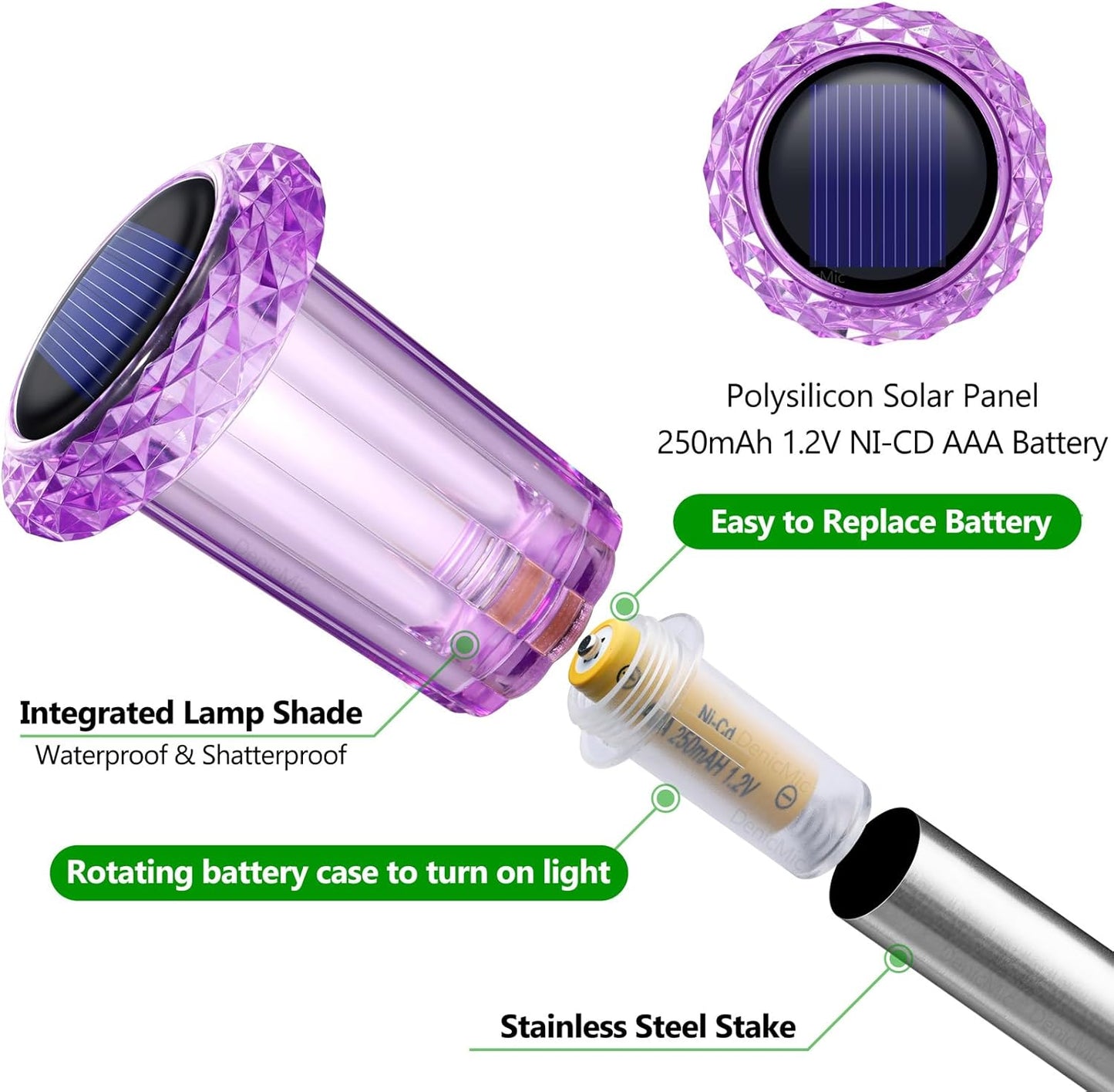 DenicMic Halloween Solar Lights Outdoor 10 Pack Purple LED Waterproof Yard Garden Patio Backyard Pathway Walkway Landscape Path Lawn Outside Halloween Decorations Outdoor