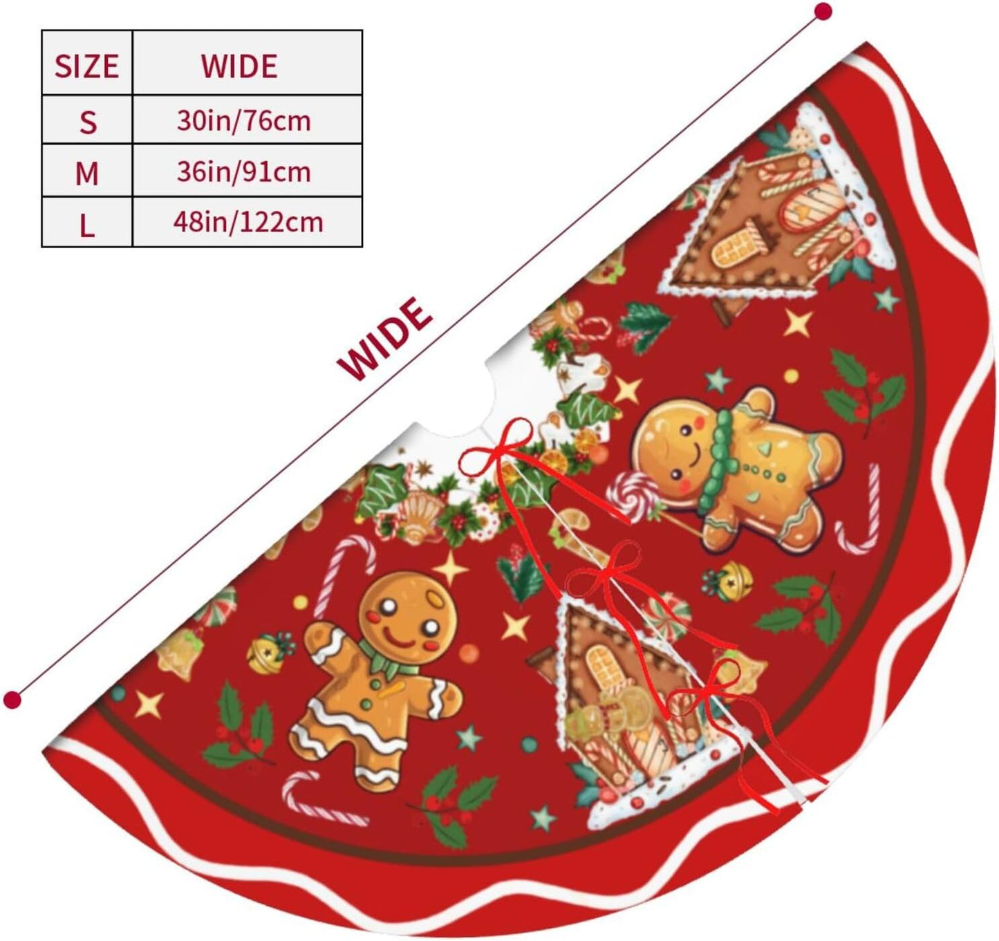 Gingerbread Man Candy Christmas Tree Skirt Xmas Tree Mat Christmas Tree Ornaments Decorations Holiday Party Indoor Outdoor 36"
