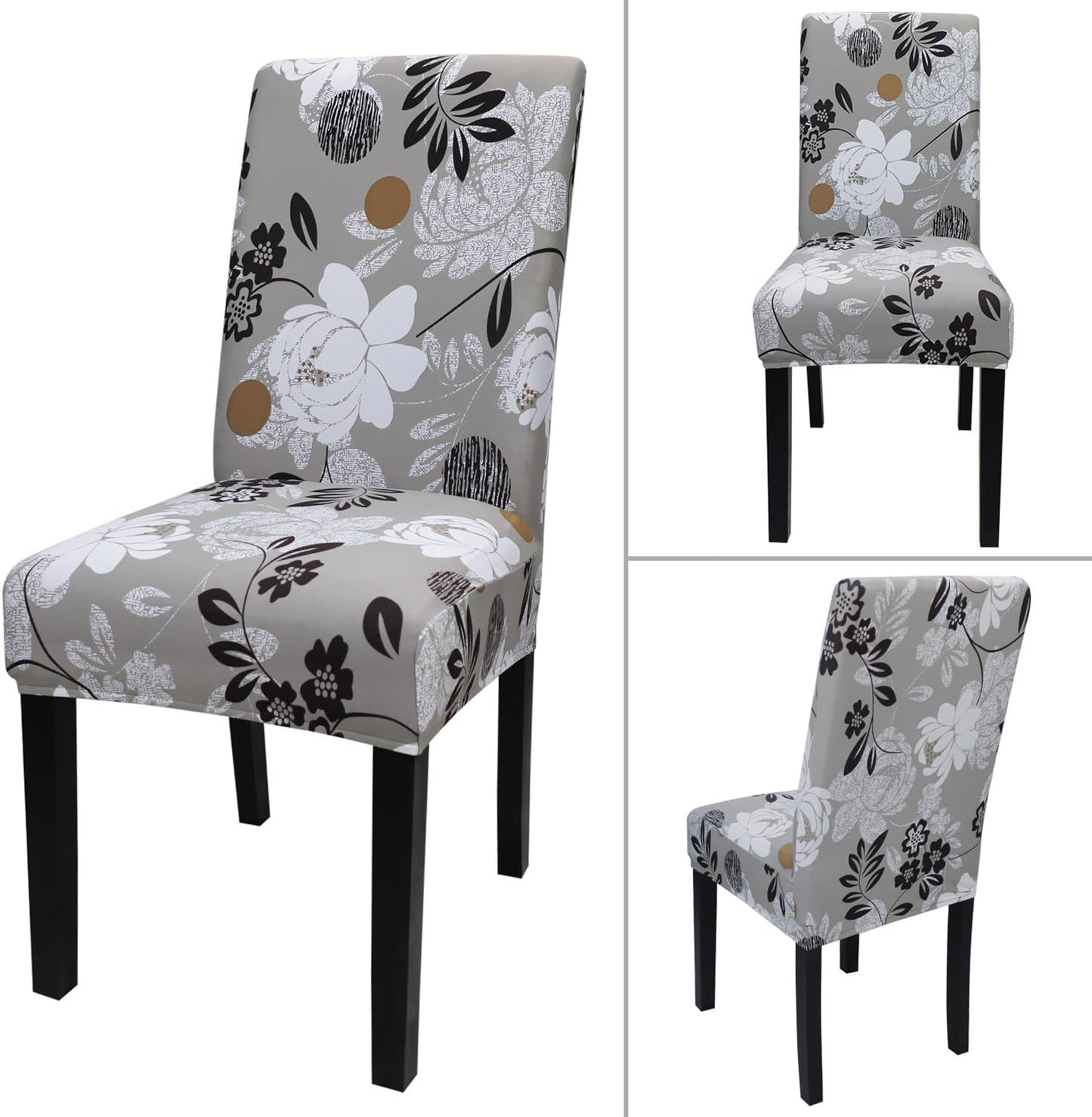 JQinHome Chair Covers for Dining Room Set of 6, High Stretch Removable Washable Parsons Chair Slipcover for Home Party Hotel Wedding Ceremony (Flower,6PCS)