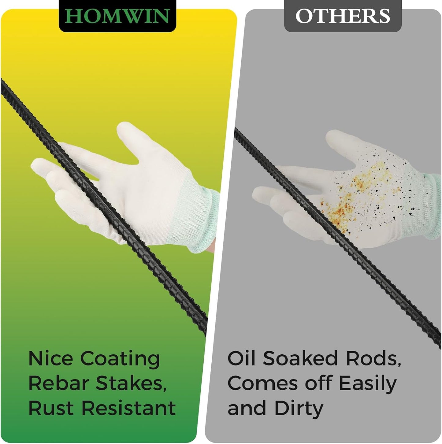 24 inches Straight Rebar Stakes 18-Pack Ground Stake Heavy Duty Metal Steel Spikes for Gardening, Concrete Forming and Camping Tent