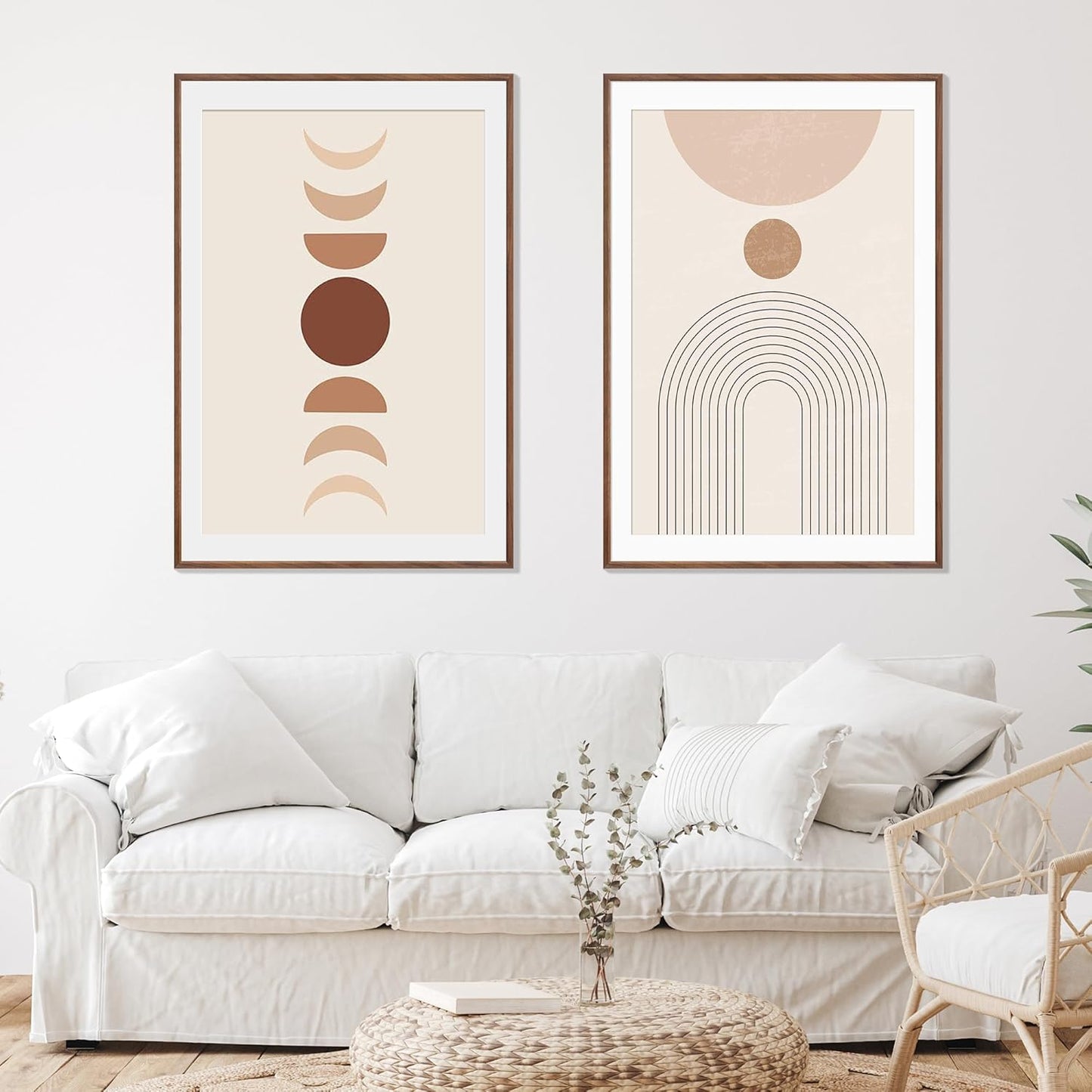 27x40 Poster Frame Set of 2 Natural Solid Walnut Photo Frames with 24x36 Removable Mat Wall Hanging Large Handcrafted Frame with HD Plexiglass Wall and Tabletop Display Large Picture Frame