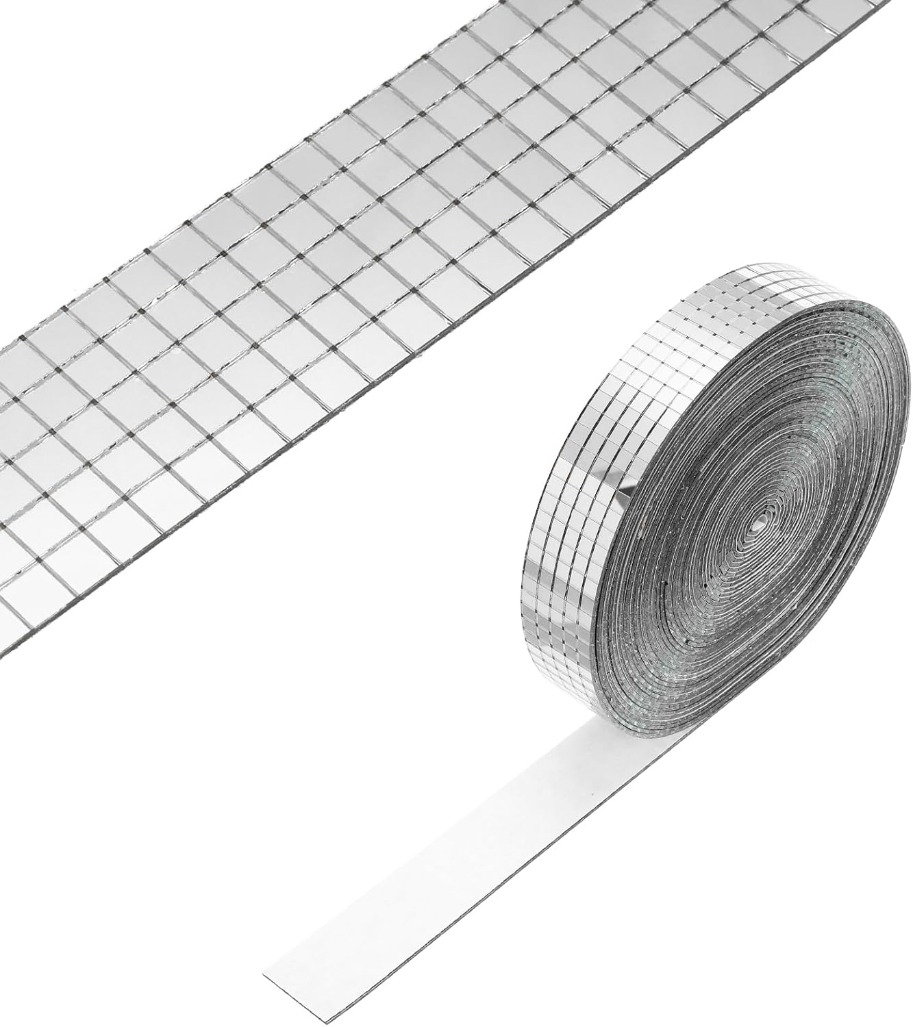 PATIKIL 5x5mm Self Adhesive Mirrors Mosaic Tiles, 10000 Pcs Square Mini Glass Mosaic Disco Tile Sticker for DIY Craft Disco Ball Party Decoration, Silver Tone