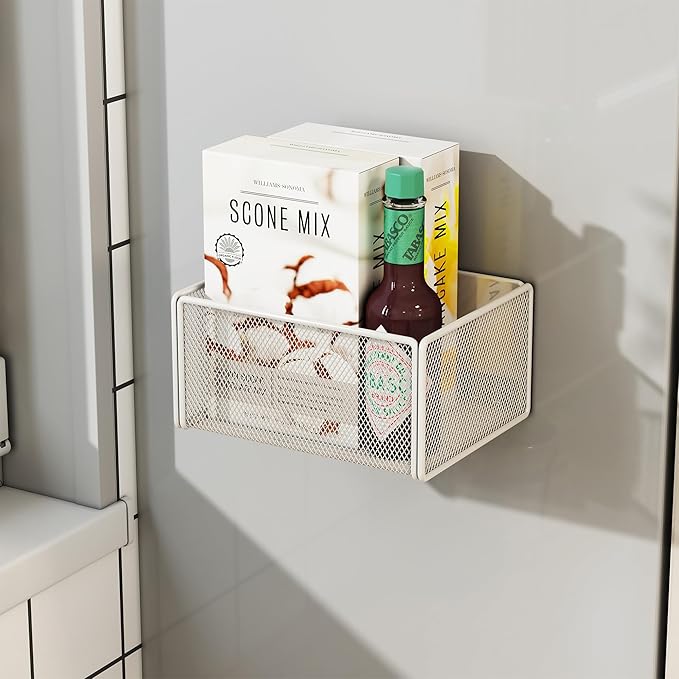 Magnetic Basket Organizer Holder for Fridge Magnetic Storage Bin Box Containers for Refrigerator Whiteboard Classroom (Small, Black)