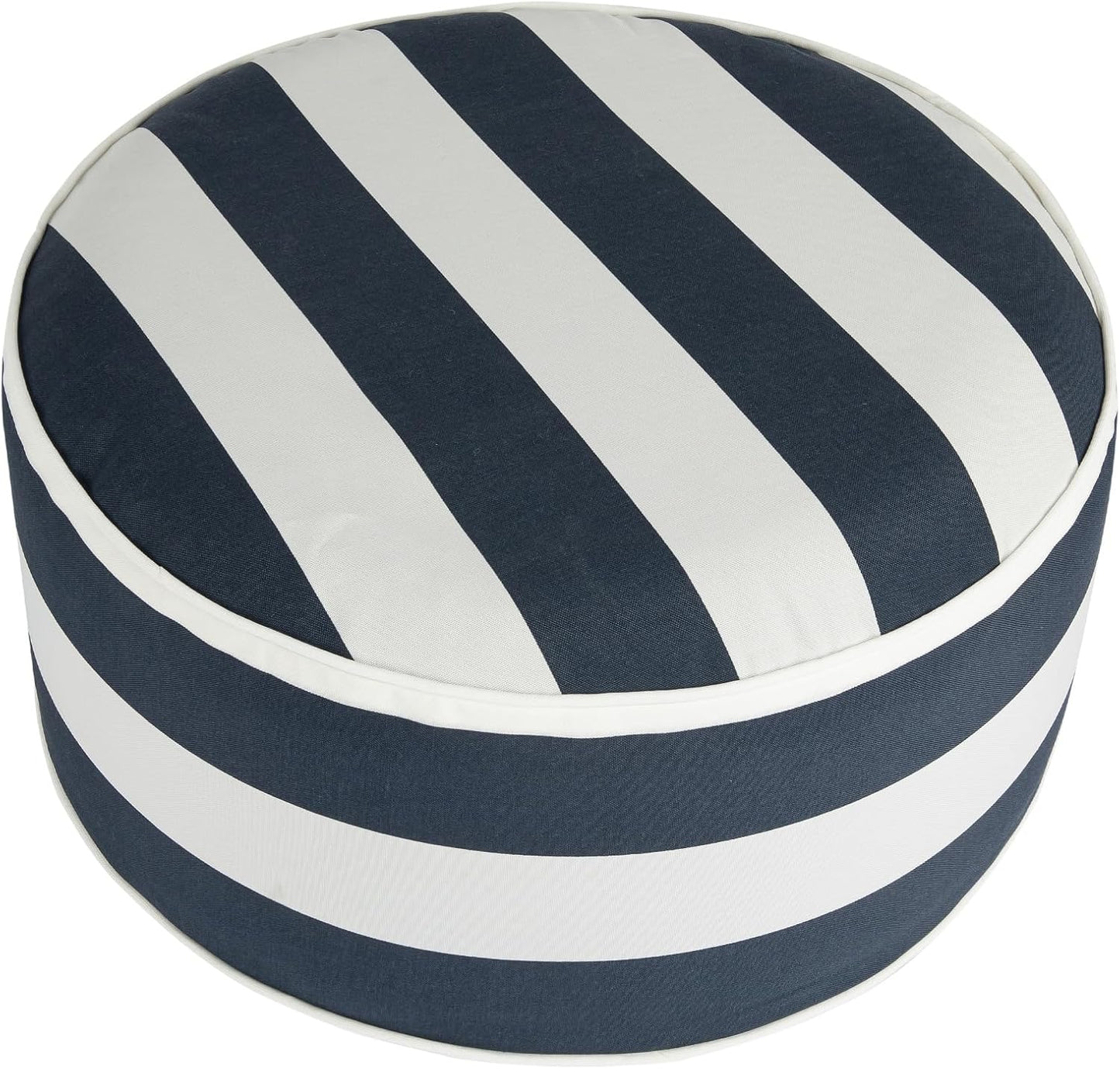 FUNHOME Inflatable Outdoor Ottoman with Air Pump,20"x9" Portable Patio Pouf,Water Resistant,Fade-Resistant,Round Blow Up Footrest Stools for Home Garden Camping Travel(Blue White)