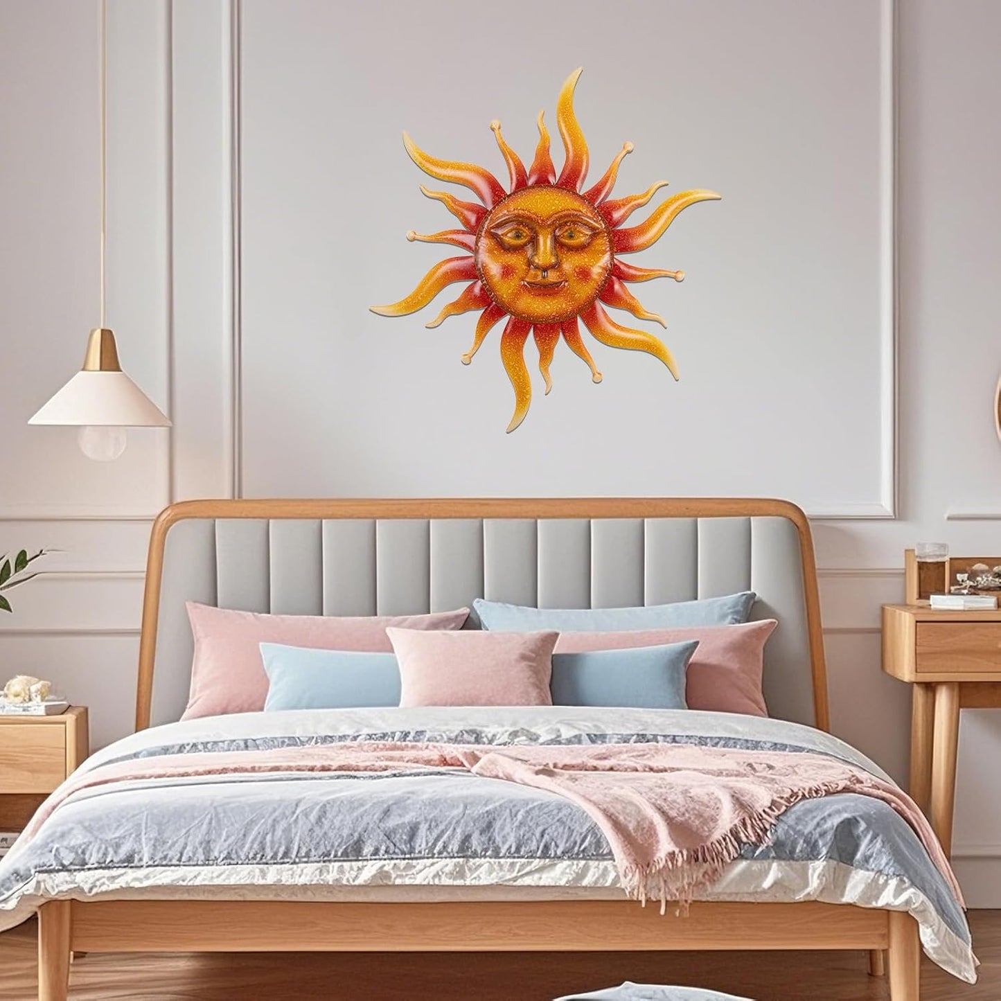 VZVXCC Sun Metal Wall Art Outdoor Decor-Rustic Retro 3D Sun Face Metal Wall Sculpture Large Outdoor Wall Art Hanging Decoration Garden, Patio, Farmhouse Mothers Day Gifts