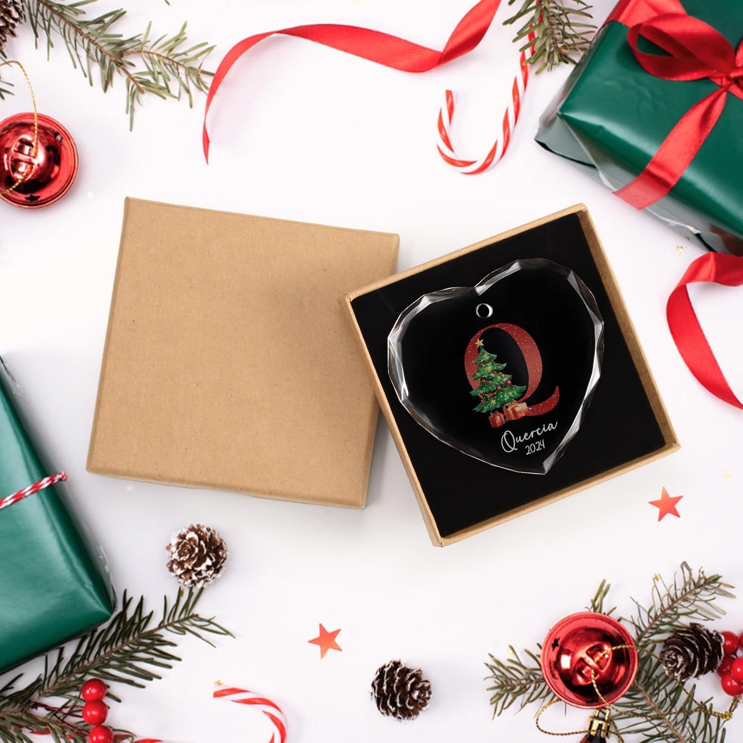 Personalized Christmas Ornaments with Initial Name, Acrylic Custom Monogram Initial A-Z Christmas Ornament 2025 for Kids Family Friends, Customized Letter Name Ornaments for Christmas Tree Decorations