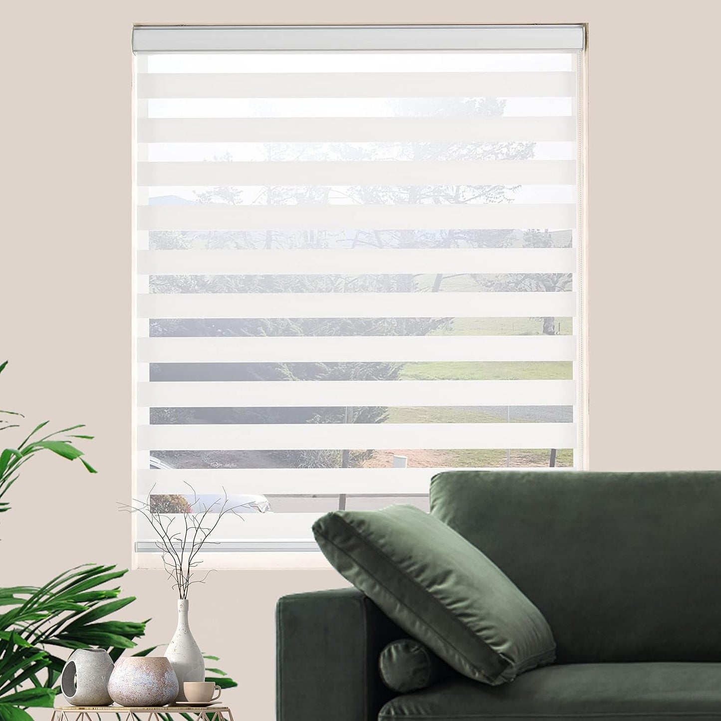 Customize Zebra Blinds for Window Room Dual Layer Window Shades for Home Privacy Light Filtering Shades Modern Blinds(Custom Size White Color)