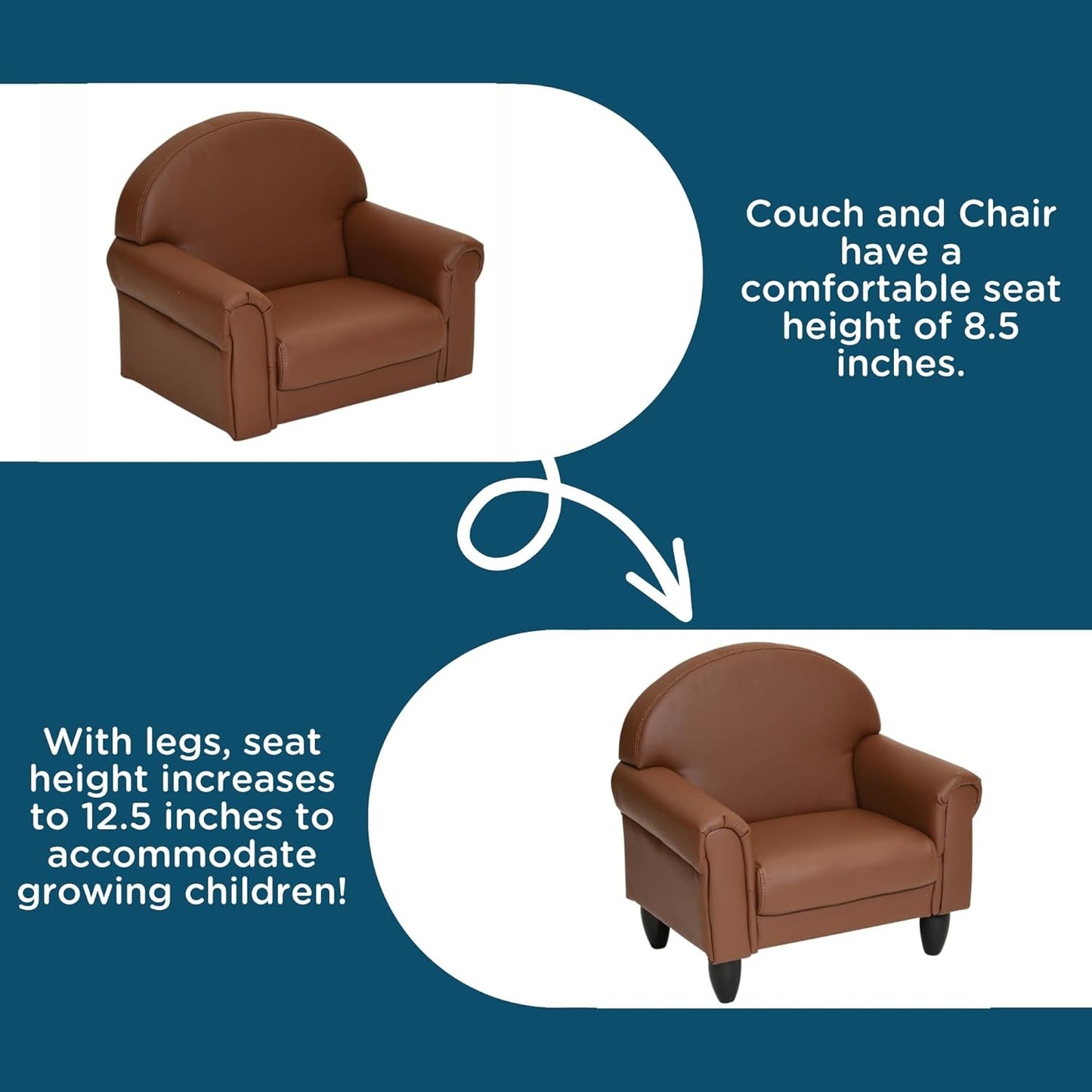 Children's Factory As We Grow Toddler Chair, Flexible Seating for Daycare or Preschool, Kids Reading Couch, Playroom Furniture, Walnut