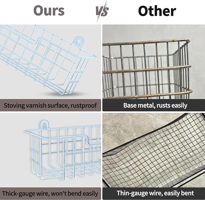 Spice Rack, 4-Pack Seasoning Organizer Wall Mount for Kitchen Storage Organization, Metal Spice Holder Shelf Saving Space for Cabinet, RV, Pantry, Blue