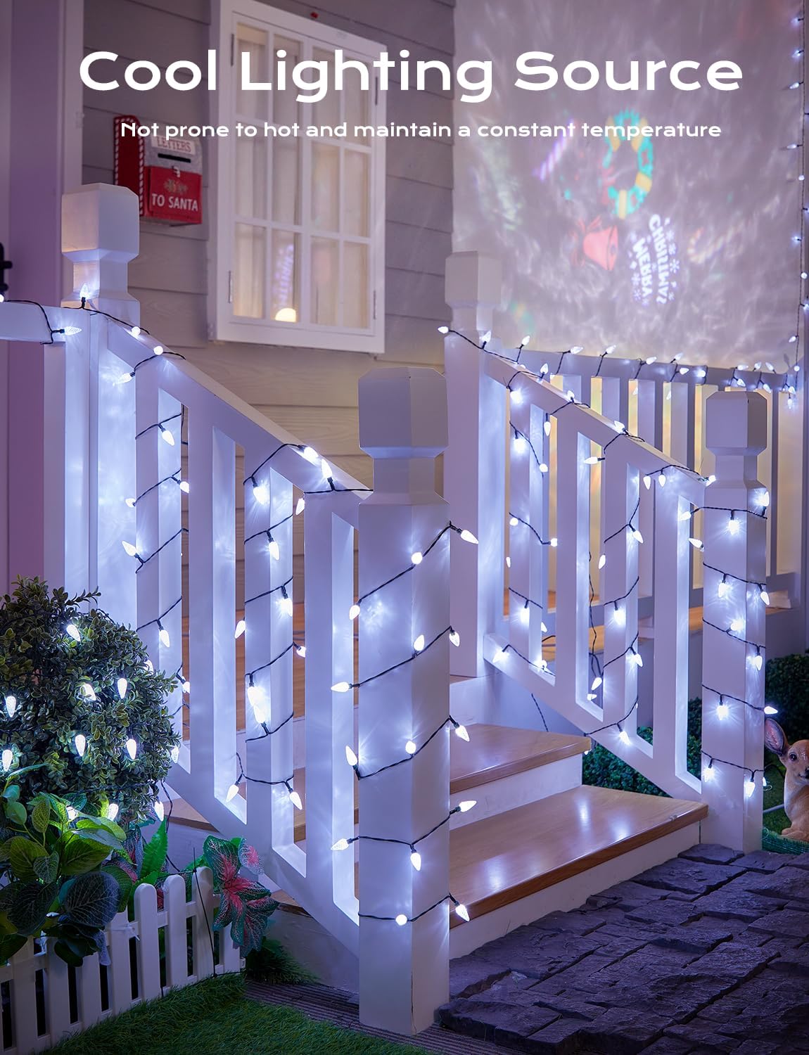 Brightown Solar Operated C6 Strawberry String Lights, 22.64ft 50 LEDs White LED Christmas Fairy Lights, Solar Christmas Lights Outdoor, Christmas Decorations for Christmas Tree, Garden Decor