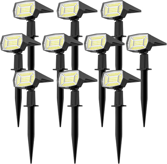 Fabrito 72 LEDs Solar Spot Lights Outdoor Waterproof, 3 Modes Landscape Spotlights, Dusk to Dawn Solar Powered Flood Wall Lights for Outside, Solar Garden Lights for Yard Porch 10 Pack (Cool White)