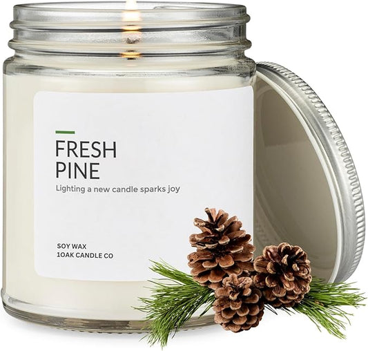 1OAK Soy Wax Candles (Fresh Pine) - Pine Candle - Soy Candles for Home Scented - Long Burning Premium - Hand-Poured (7oz.)
