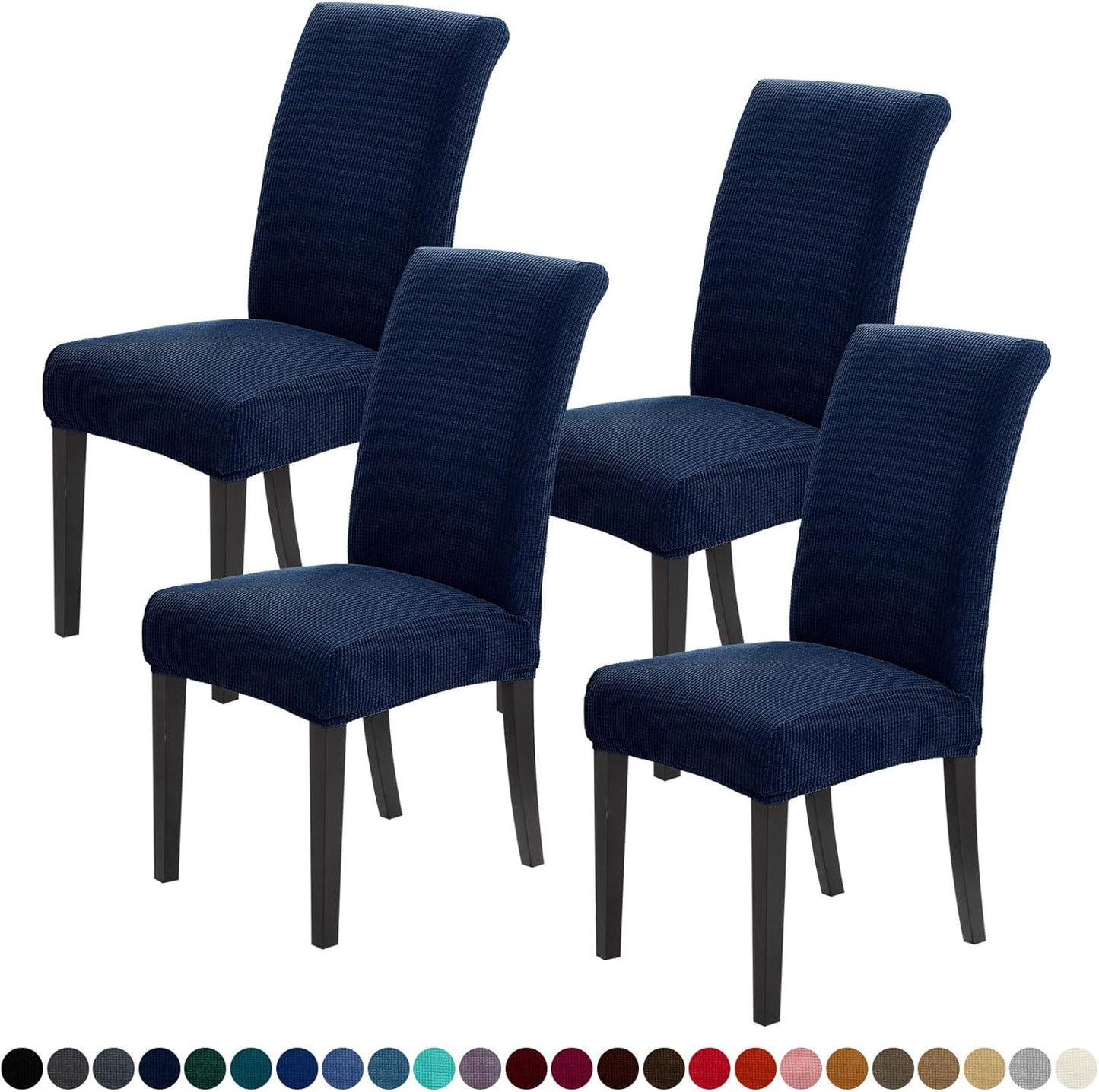 Joccun Chair Covers for Dining Room Set of 4, Dining Chair Slipcovers Stretch Dining Room Chair Covers Seat Protector,Washable Parsons Chair Cover for Home,Hotel,Banquet(Navy,4 Pack)
