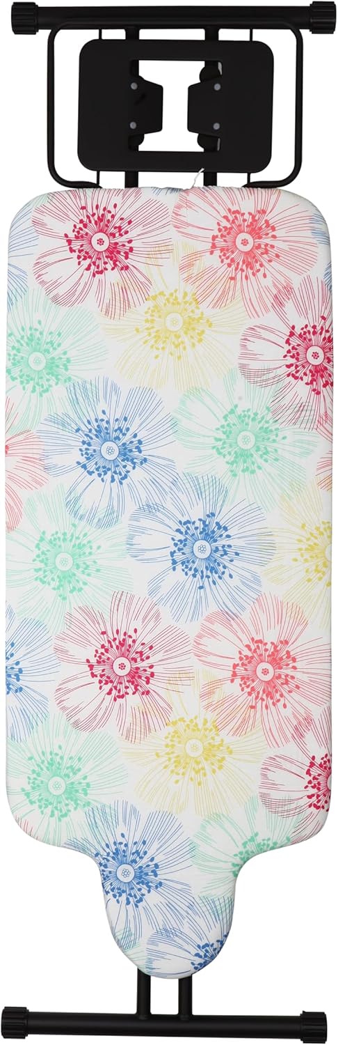 Extra Large Ironing Board with Hang Rail and Iron Rest 63" L x 20" W (Large with Iron Rest (Floral Cover))