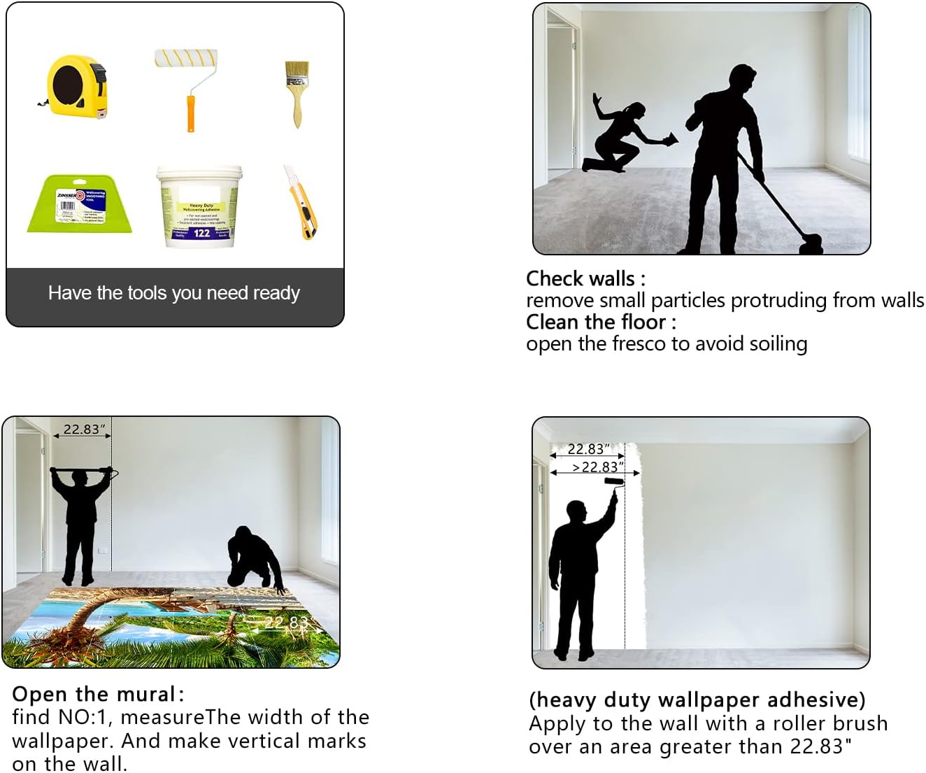 Classy Beach Backdrop Wallpaper for Bedroom Palm Tree Large Wall Mural Living Room Beach Scene Adhesive Fabric Decor - 160"x108"（Not Peel and Stick）