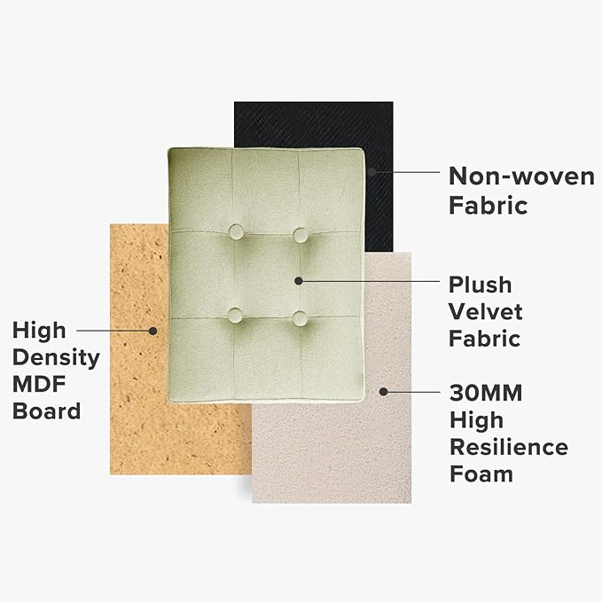 LINMAGCO Ottoman Storage Ottoman with Storage Small Foot Rest Stool Under Desk Stool Short Folding Footrest Linen Cloth Beigh 16X12X12IN