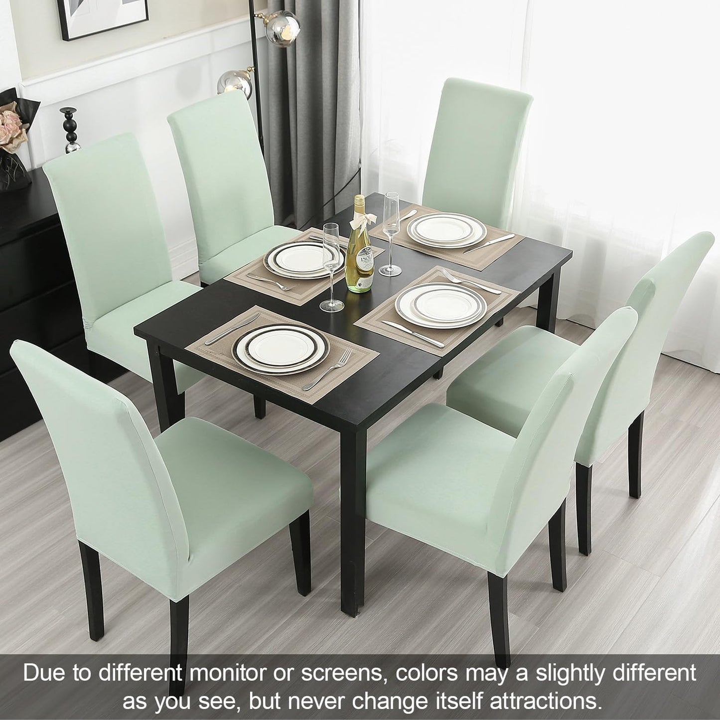 JQinHome Smoke Green Chair Covers for Dining Room Set of 2, High Stretch Removable Washable Parsons Chair Slipcover for Home Party Hotel Wedding Ceremony (2PCS,Smoke Green)