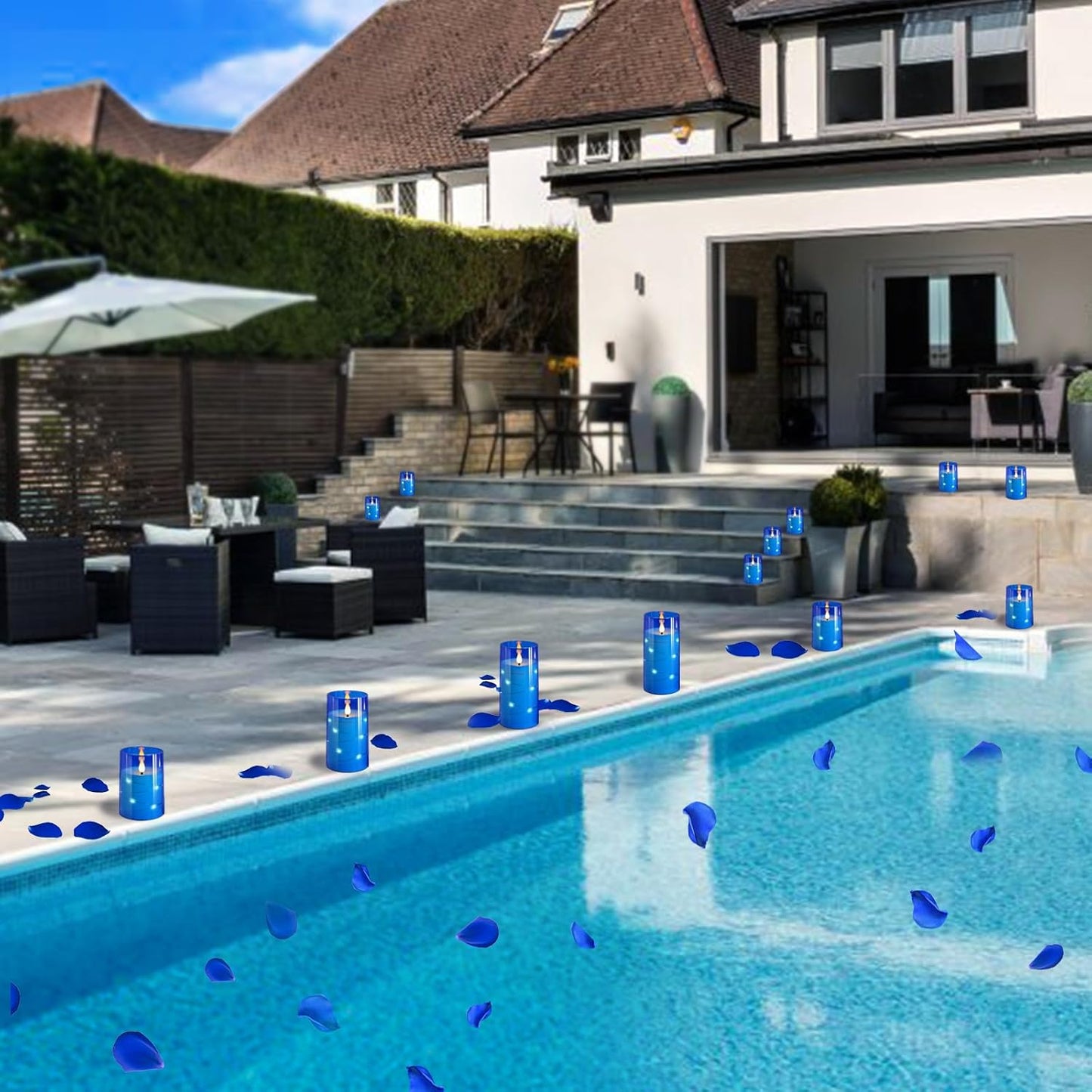 NURADA Flickering Flameless Candles: 3D Wick Built-in Star String Lights Acrylic Unbreakable Battery Operated LED Pillar Candles with Remote and Timer - 3 Pack for Wedding Valentine's Day Decor