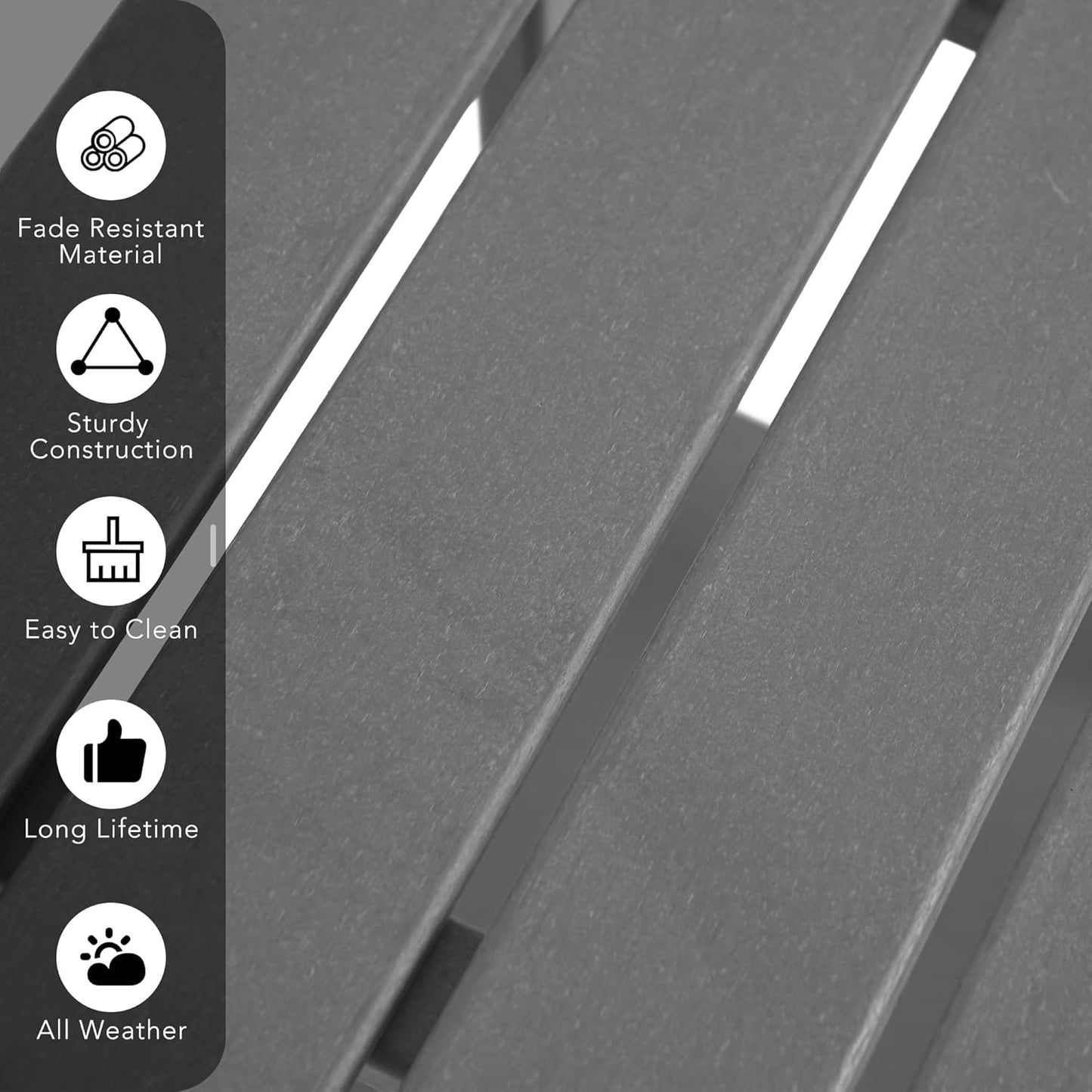 Sundale Outdoor Folding Plastic Adirondack Ottoman, All-Weather Adirondack Chair Footrest, Fade and Rust Resistant, Perfect for Outside Patio Garden Pool Yard Grey