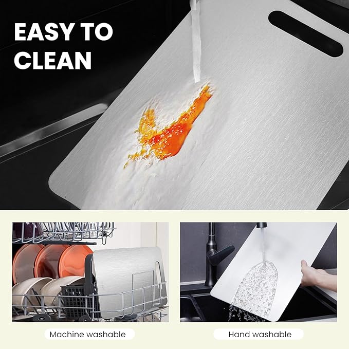 Titanium Cutting Board -100% Pure Titanium Cutting Boards For Kitche,Easy to clean, Double-sided food-grade Cutting Board For Meats, Fruits And Vegetables (15 * 11)