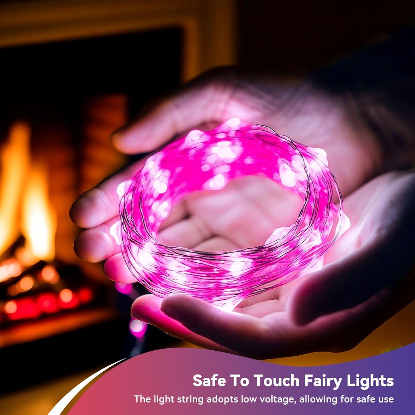 4 Pack 60LED Christmas Fairy Lights Battery Operated - 20FT Twinkle Lights with 2 Lighting Modes Indoor Outdoor, Waterproof Led Fairy String Lights for Bedroom, Wedding, Dorm, DIY Decor, Pink