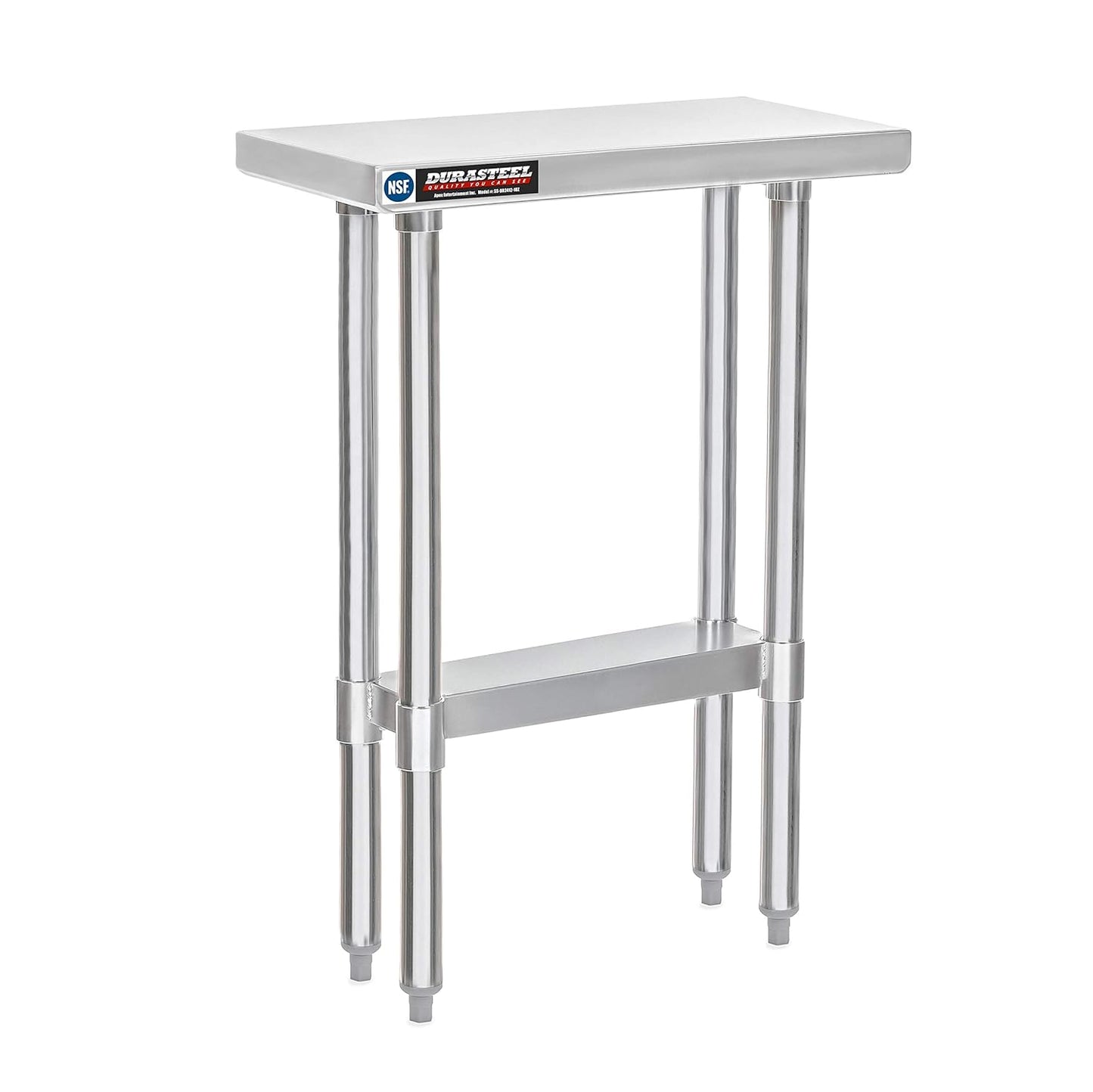 DuraSteel 24x12 Small Stainless Steel Table - NSF Metal Narrow Commercial Food Prep Side Worktable with Under Shelf - For Laundry Room, Kitchen, Outdoor Grill, Small Spaces