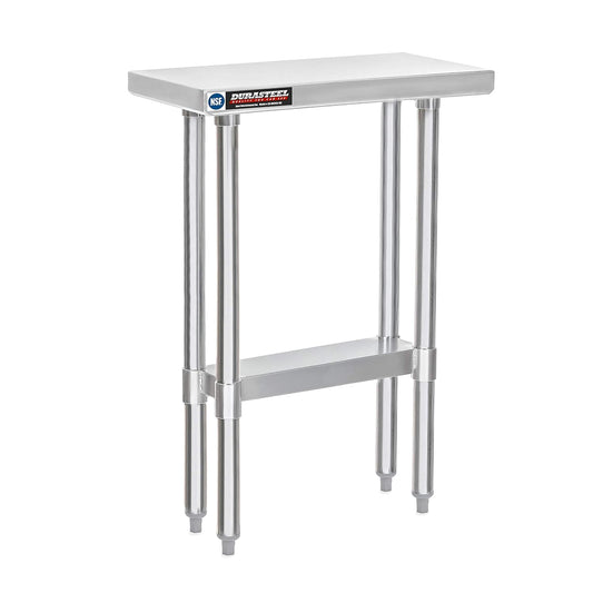 DuraSteel 24x12 Small Stainless Steel Table - NSF Metal Narrow Commercial Food Prep Side Worktable with Under Shelf - For Laundry Room, Kitchen, Outdoor Grill, Small Spaces