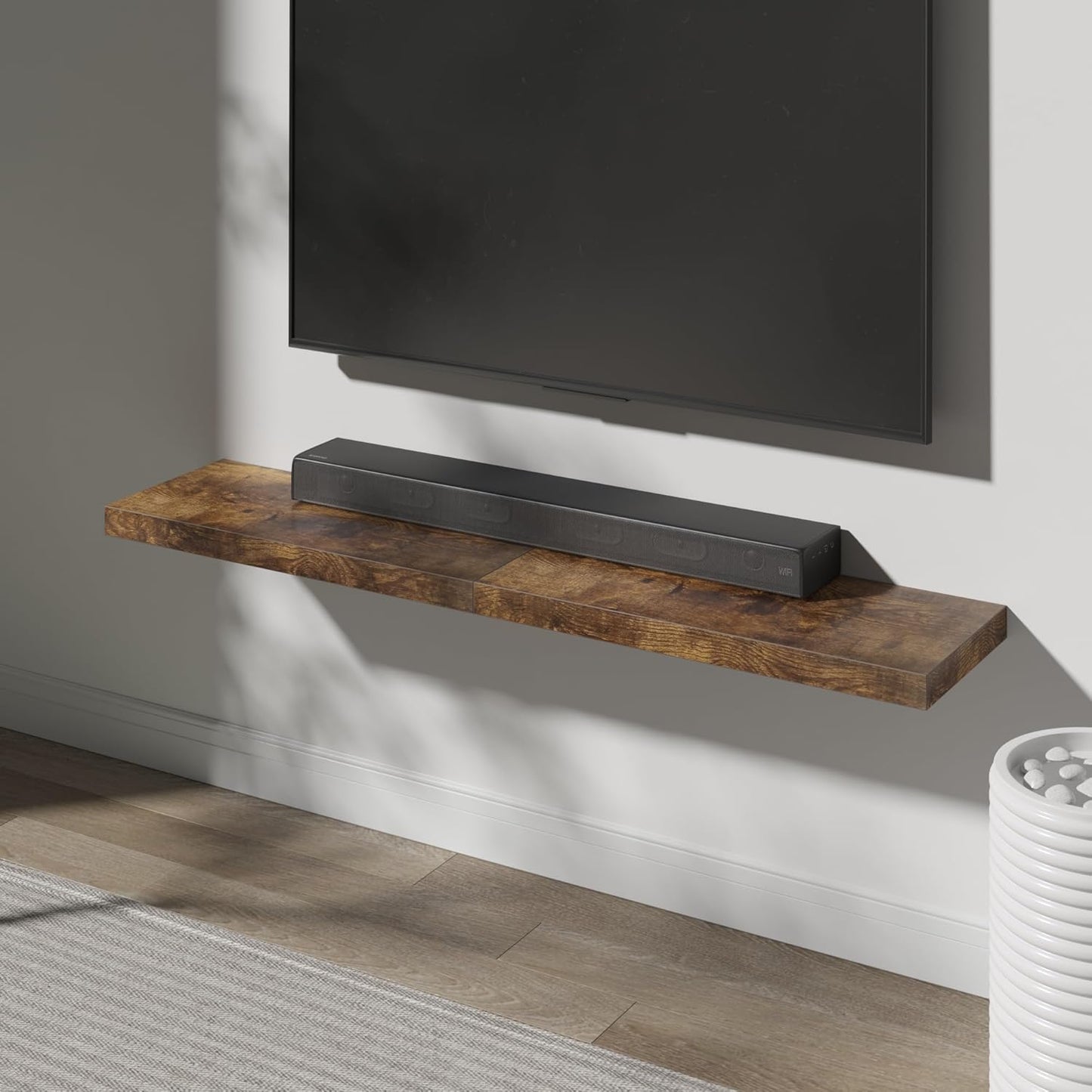 Floating Shelf, Set of 2 Wall Shelf, 30 in W x 12.75 in D x 2 in H Wooden Floating Wall Shelf with Invisible Brackets for Living Room/Bedroom/Bathroom/Kitchen Storage and Decor, Rustic Brown