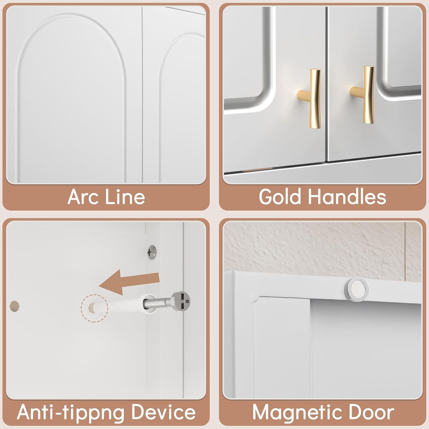 Wall Cabinet with Doors, Small Hanging Cabinet for Kitchen Pantry, Metal Overhead Cabinets for Dining, Living Room, Bathroom, 16" D x 32" W x 15" H, White, Assembly Required