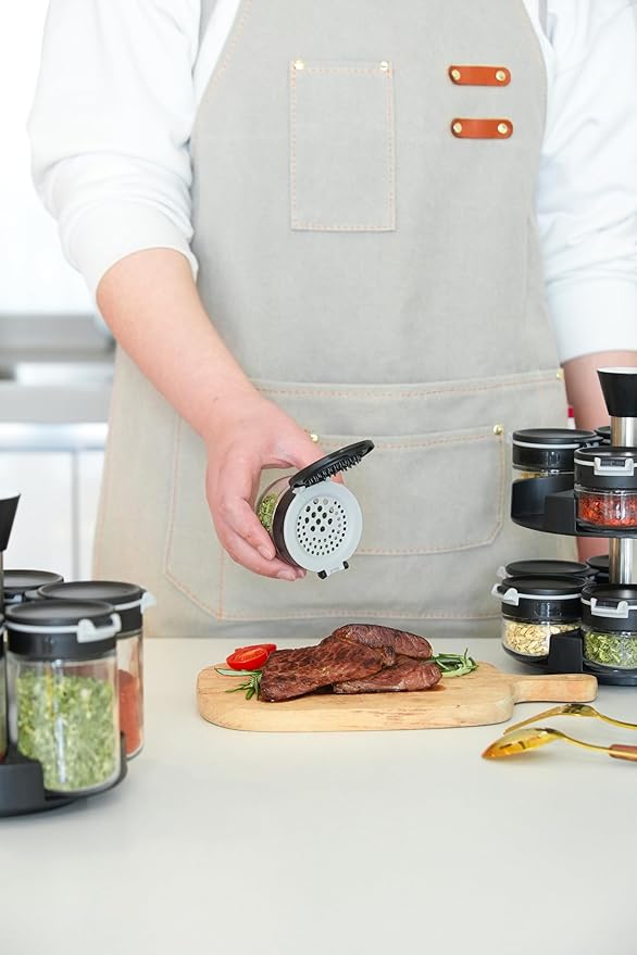 360 rotating 2 tier 12 jars spice rack (12 spice jars) Revolving Seasoning Organizer. Spinning Spice Rack for Counter top and Cabinet