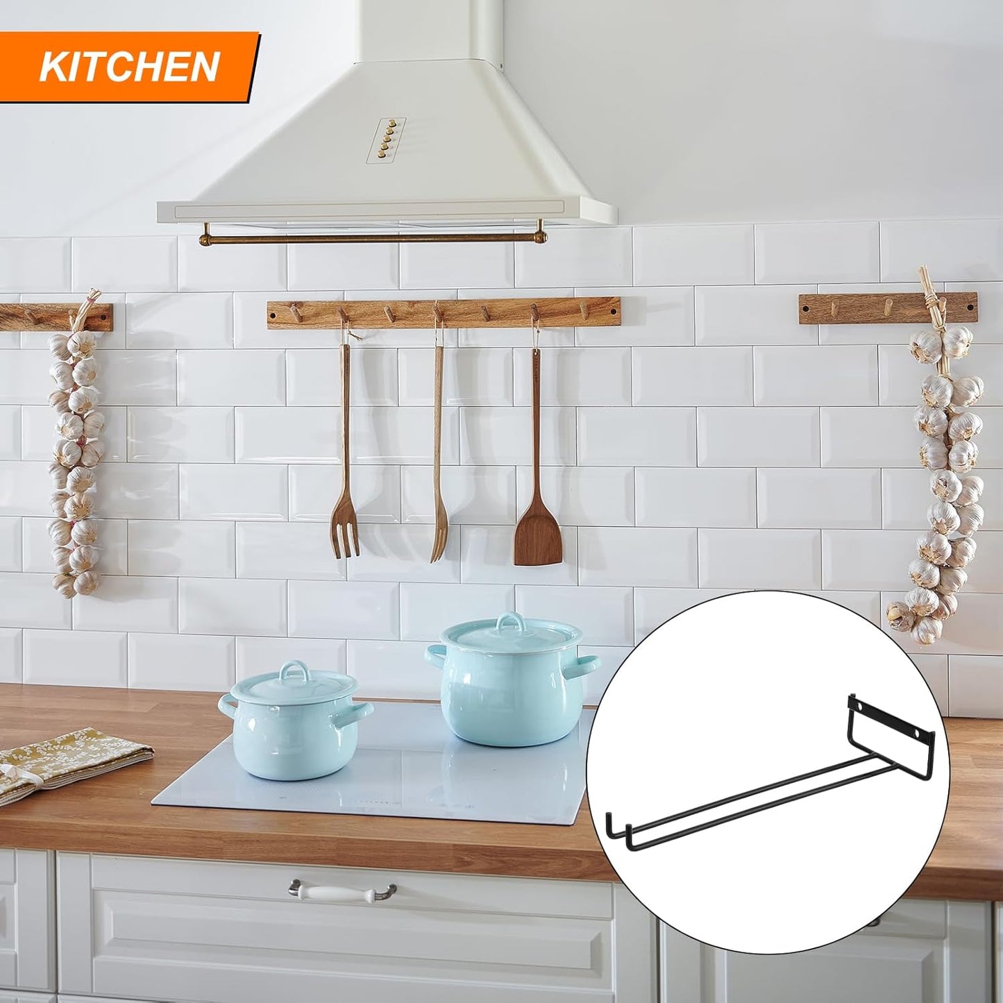 Uxcell 5-Pack Black Iron Wine Glass Rack, 11.02" Hanging Stemware Holder, Under Cabinet & Wall Mountable, Perfect for Kitchens & Bars